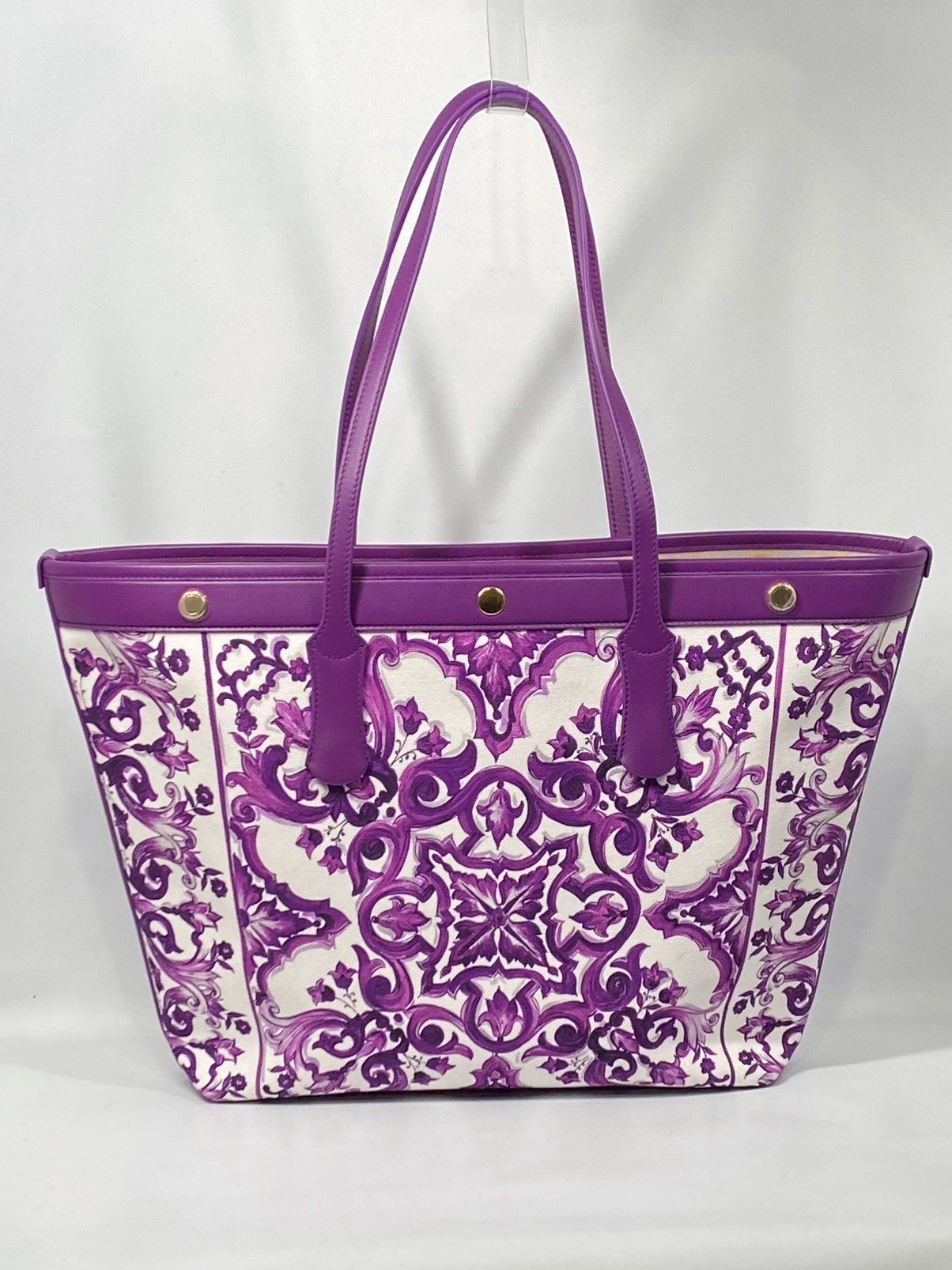 Dolce & Gabbana Dolce&Gabbana Majolica-Print Canvas Shopping Tote Bag Size ONE SIZE - 8 Thumbnail