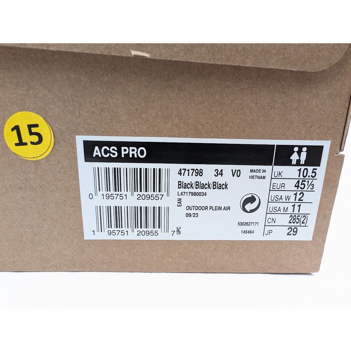 Salomon o1rshd1 Men's "Acs Pro" Sneakers in Black Size US 11 / EU 44 - 24 Thumbnail