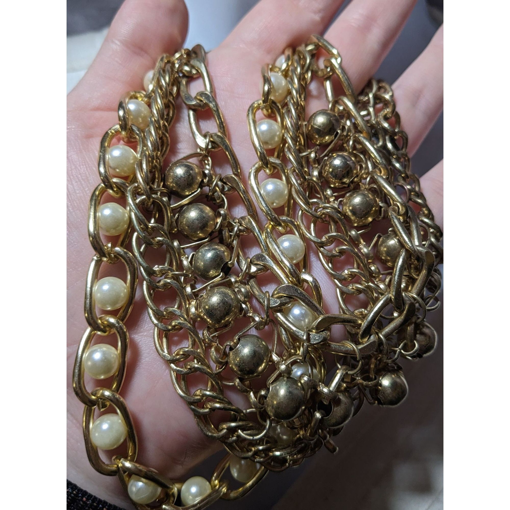 Other Glamorous Gold Chain Pearl Bib Necklace Size ONE SIZE - 5 Thumbnail
