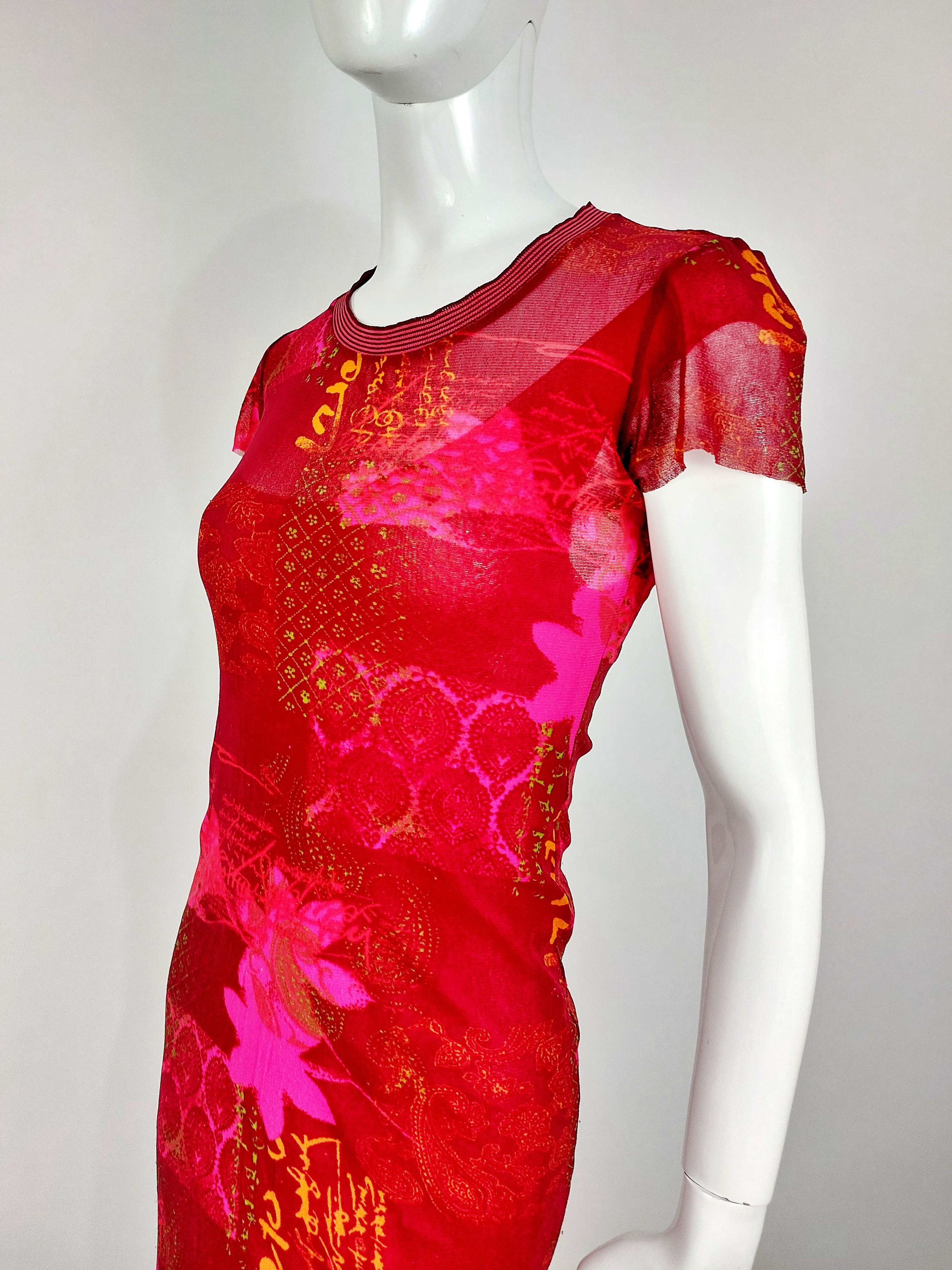 Kenzo Kenzo Jeans Mesh Floral Tattoo Graffiti Sheer Maxi Dress Size L / US 10 / IT 46 - 2 Thumbnail