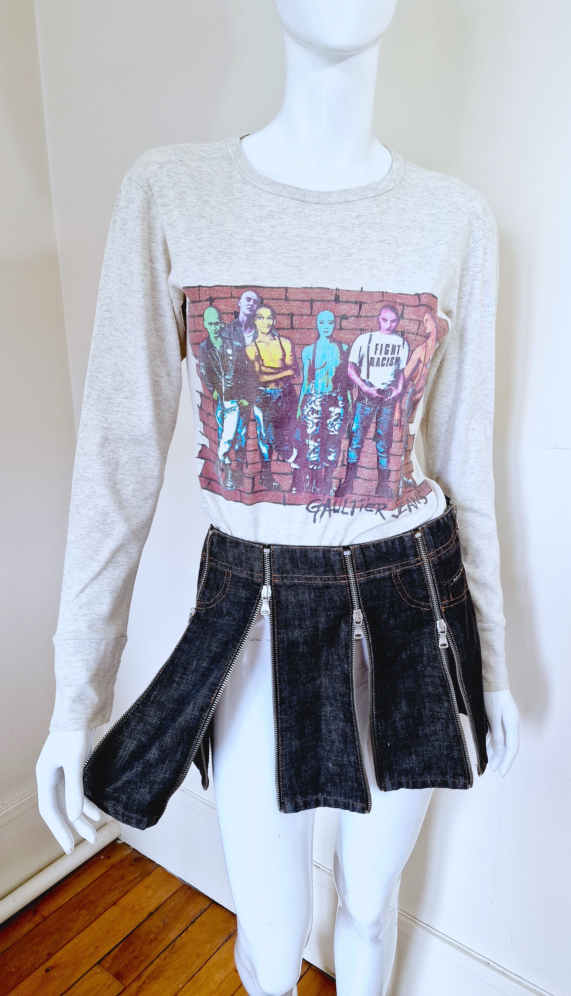 Jean Paul Gaultier Punk Fight Racism 1997 Men T-shirt Top