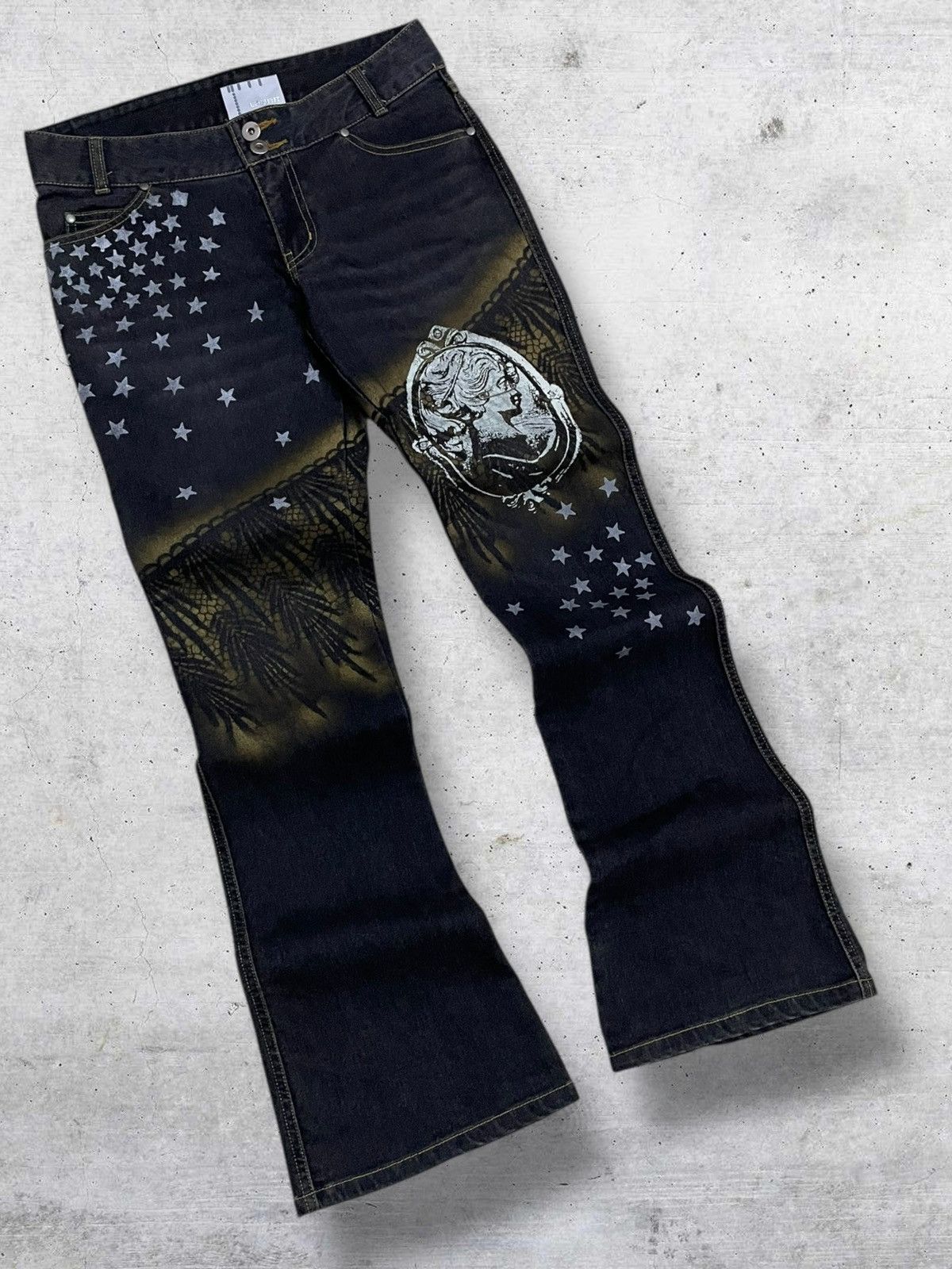 Hysteric Glamour VINTAGE 1990S JAPAN DESIGNER LAURA PUNK ART-INSPIRED DENIM Size US 28 / EU 44 - 2 Thumbnail