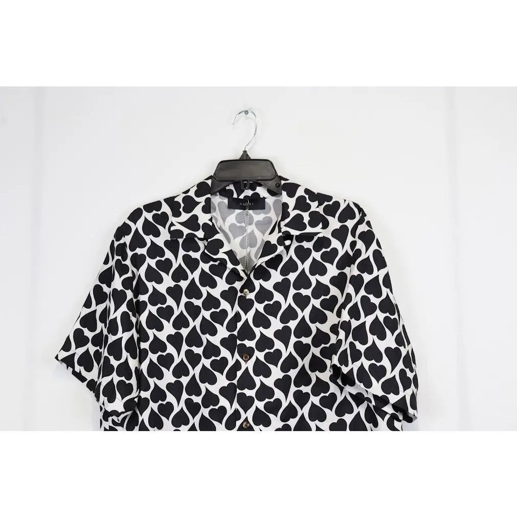 Amiri o1rshd1 Love Hearts STW Bowling Shirt in Black/White Size US M / EU 48-50 / 2 - 4 Thumbnail