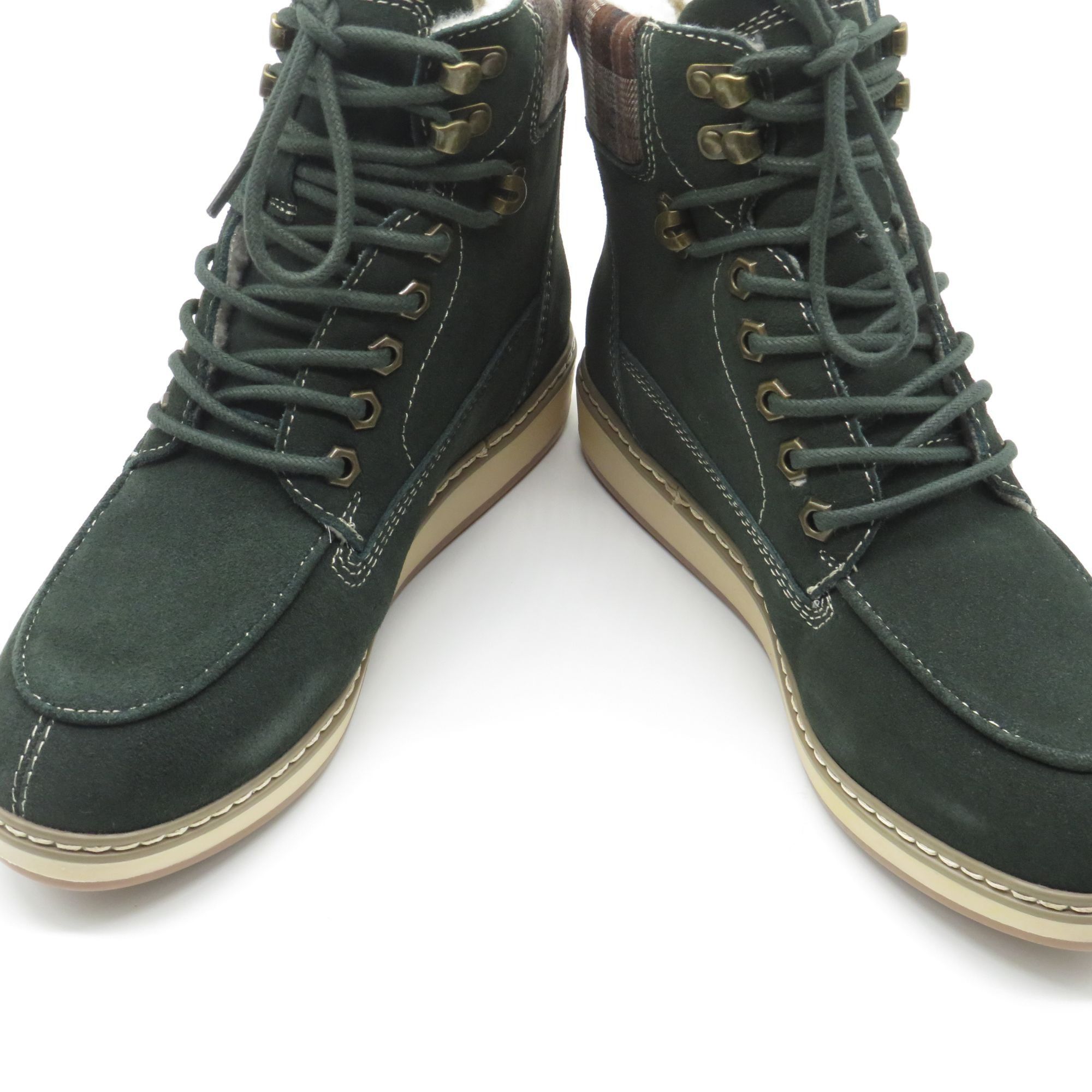 Other White Mountain Women's Lace-Up Army Green Plaid Ankle Boots Size US 7 / IT 37 - 3 Thumbnail