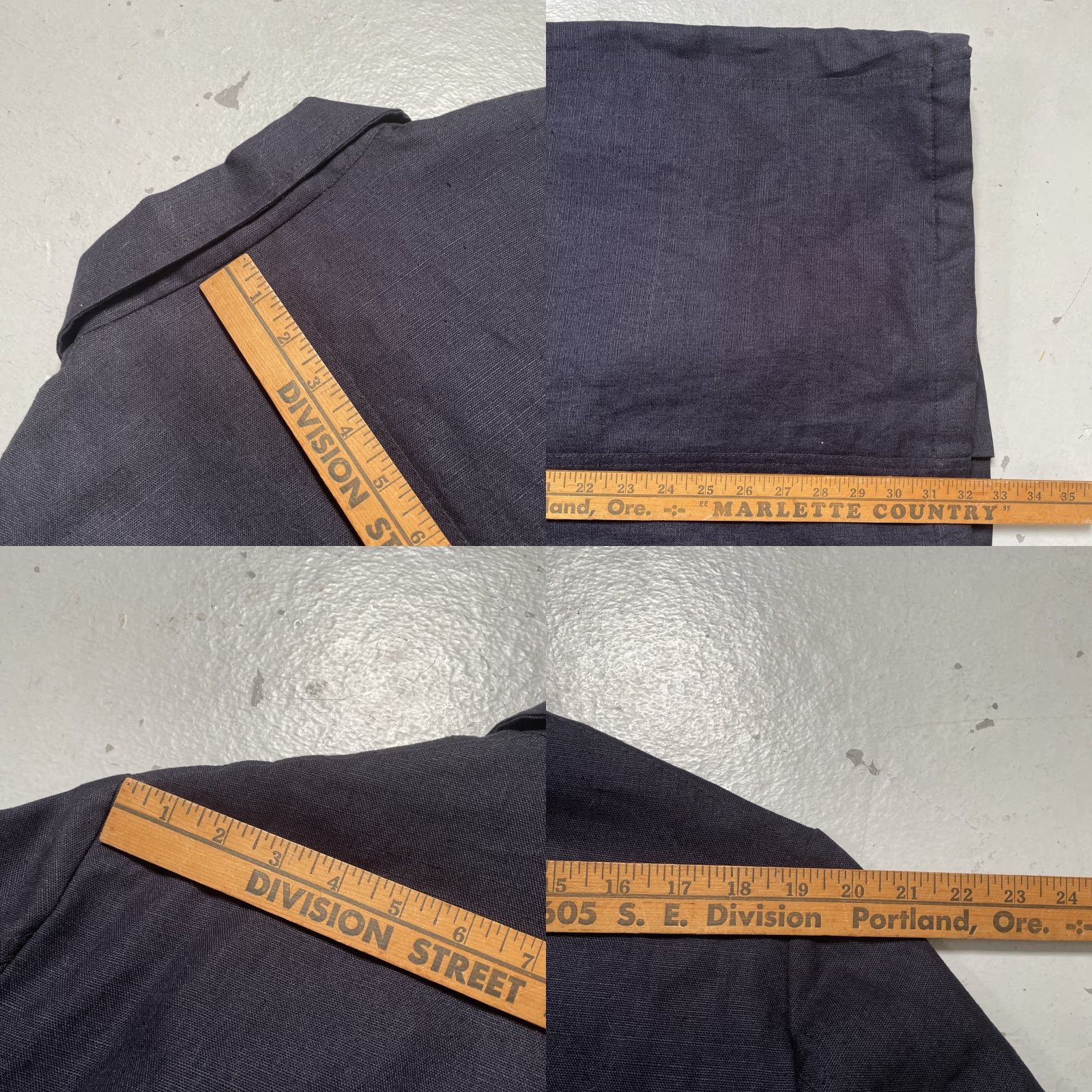 Vetra Vetra Cotton Linen Quilted Work French Chore Coat Trench Indigo Made France 48 Linen Quilted Trench Coat Unisex Adults Navy Blue 48 France Size US M / EU 48-50 / 2 - 8 Thumbnail