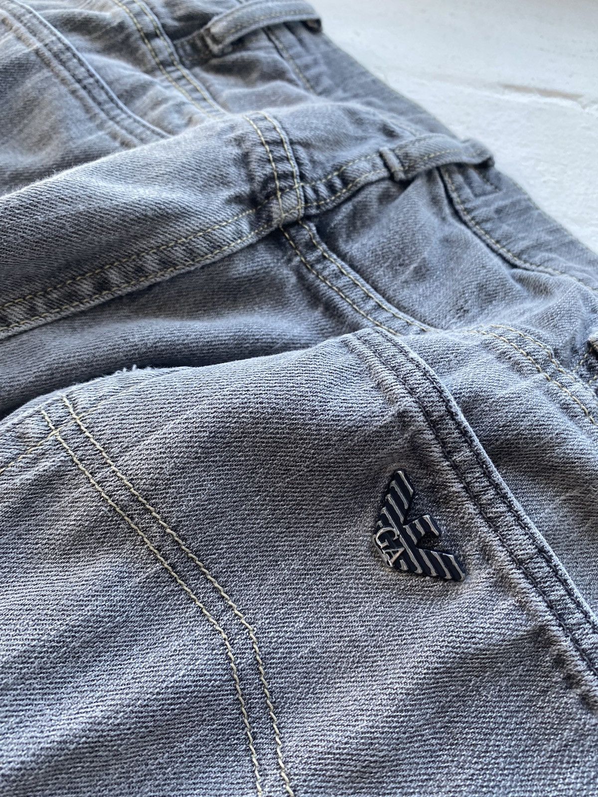 Giorgio Armani × Vintage 90s Armani Jeans Denim Grey Baggy Mens Pants 36US Size US 36 / EU 52 - 11 Thumbnail
