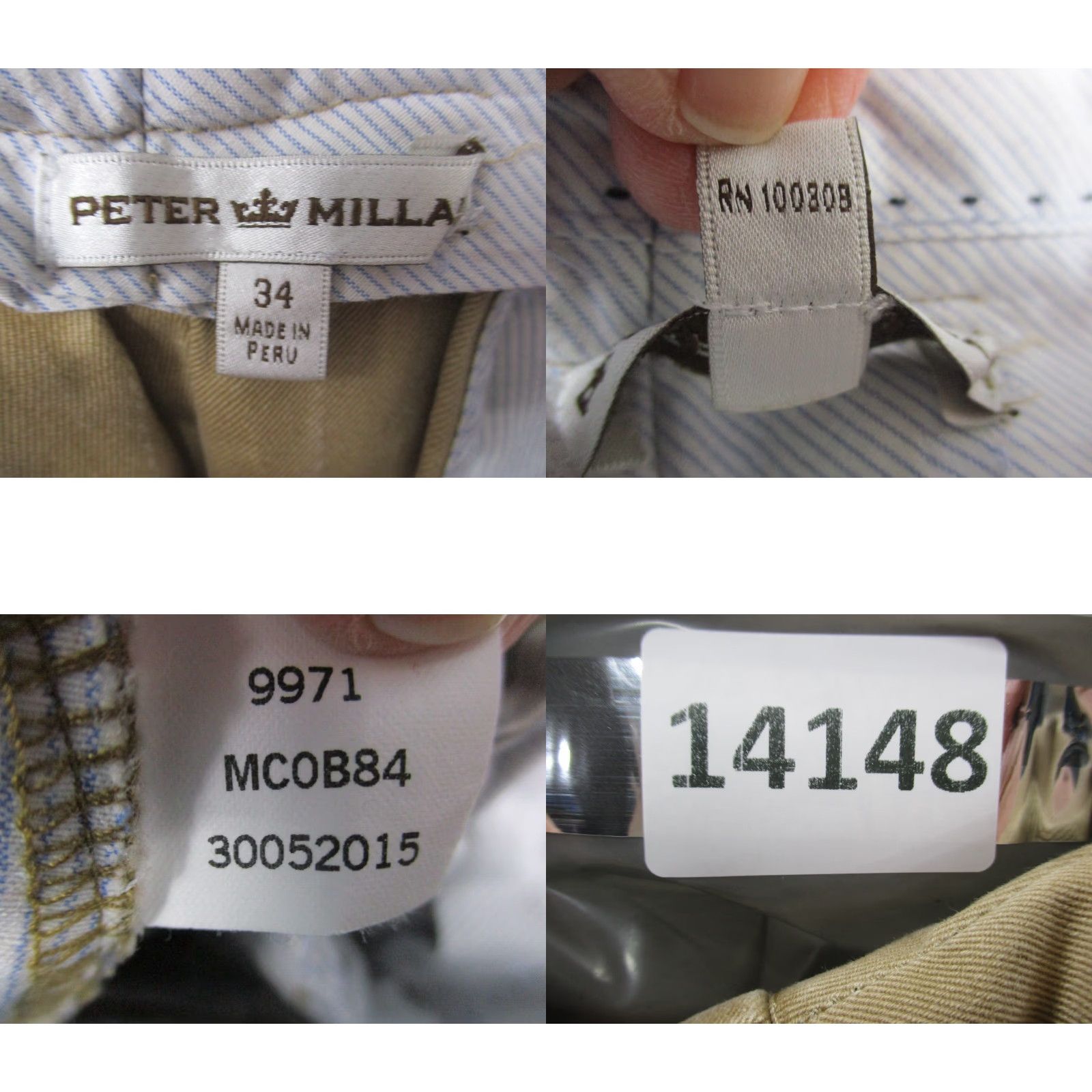 Peter Millar Peter Millar Pants Mens Raleigh Beige Cotton Chino 34 Classic Flat Front Zip Pockets Twill MCOB84 Size US 34 / EU 50 - 8 Thumbnail