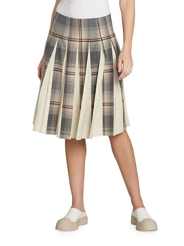 Marni o1w1db11125 Plaid Pleated Skirt in Grey Size 28" / US 6 / IT 42 - 2 Thumbnail