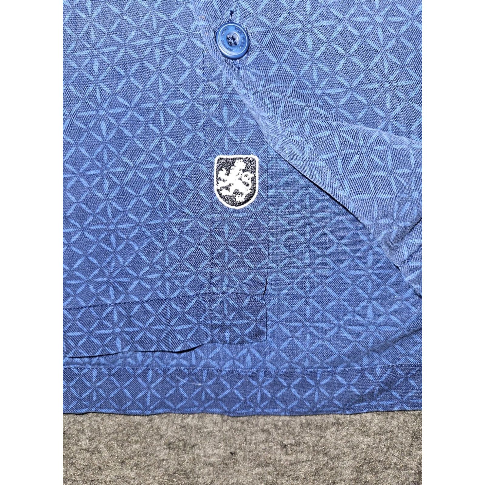 Nat Nast Nat Nast Shirt Mens Large Blue Silk Cotton Geometric Short Sleeve Button Casual Size US L / EU 52-54 / 3 - 7 Thumbnail