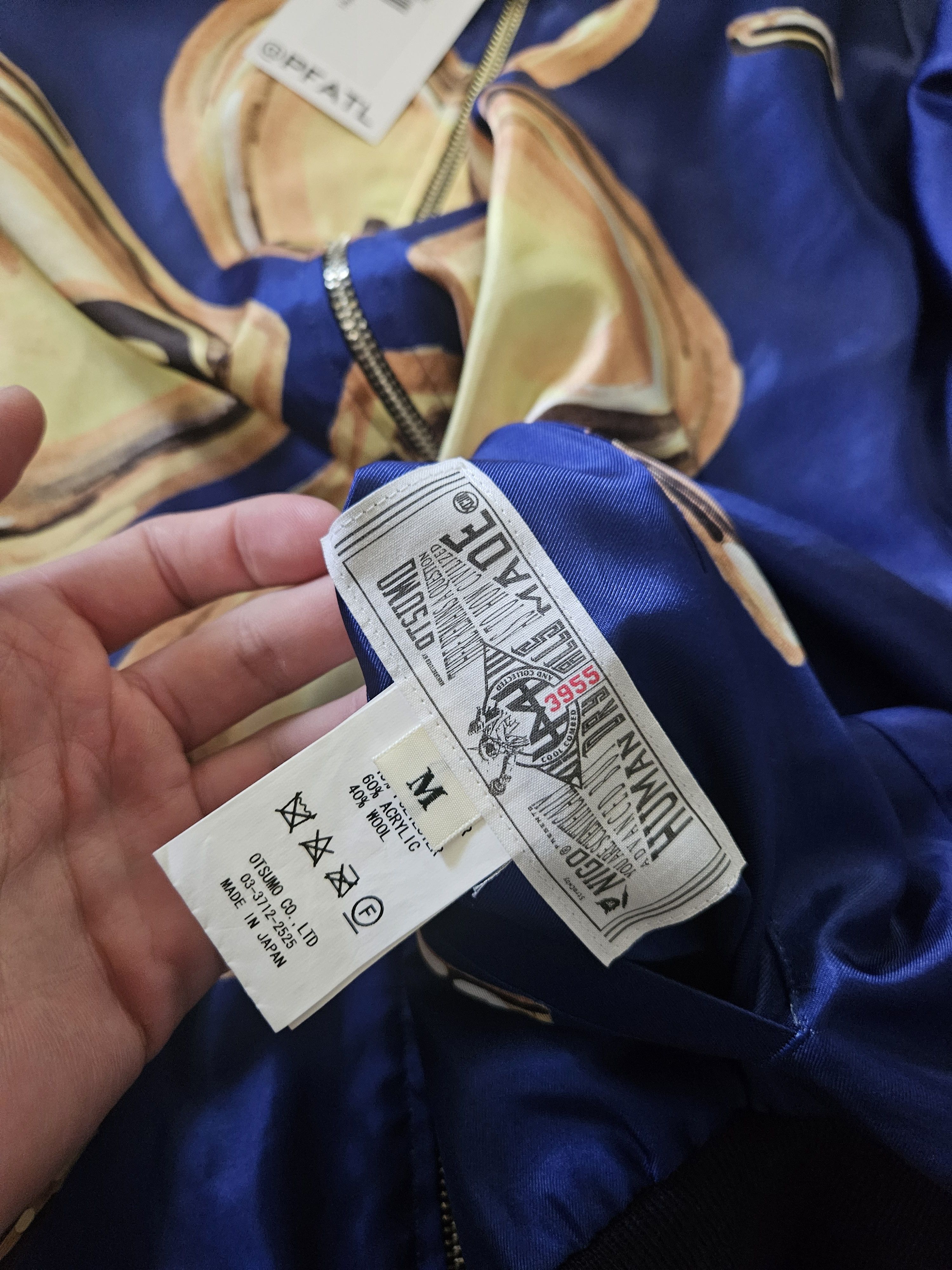 Human Made Blue & Gold Four Leaf Clover Hearts Bomber Jacket Size US M / EU 48-50 / 2 - 9 Thumbnail