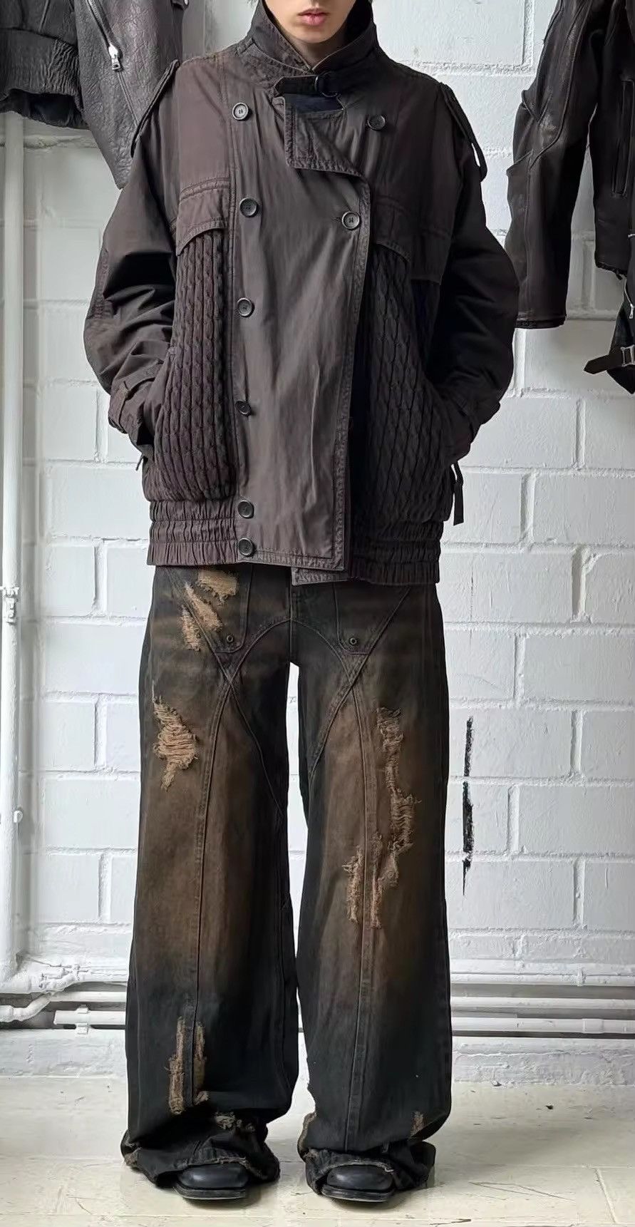 Japanese Brand × Vintage Y2k Retro Distressed High Waisted Baggy Jeans Size US 33 - 4 Thumbnail