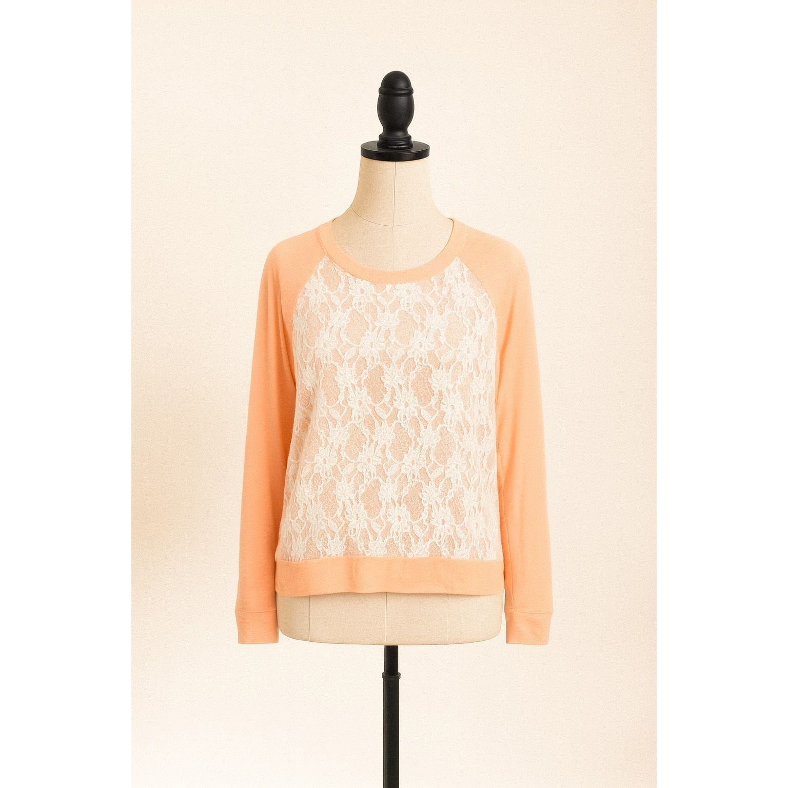 Other Potters Pot Coral Lace Front Lightweight Long Sleeve Top – S Size S / US 4 / IT 40 - 1 Thumbnail