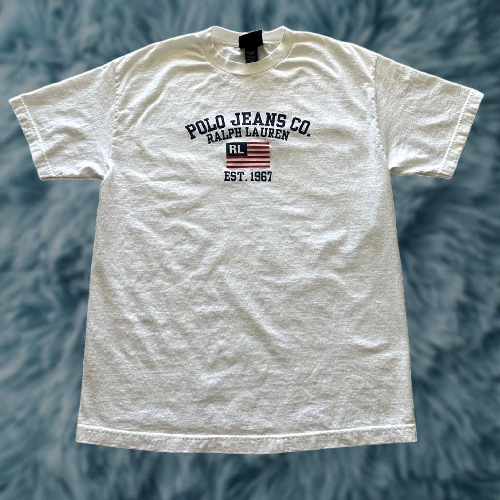 Polo Ralph Lauren VINTAGE 90s Polo Ralph Lauren T Shirt Logo Spellout White Mens L Sportswear Graphic Tee Size US L / EU 52-54 / 3 - 1 Thumbnail