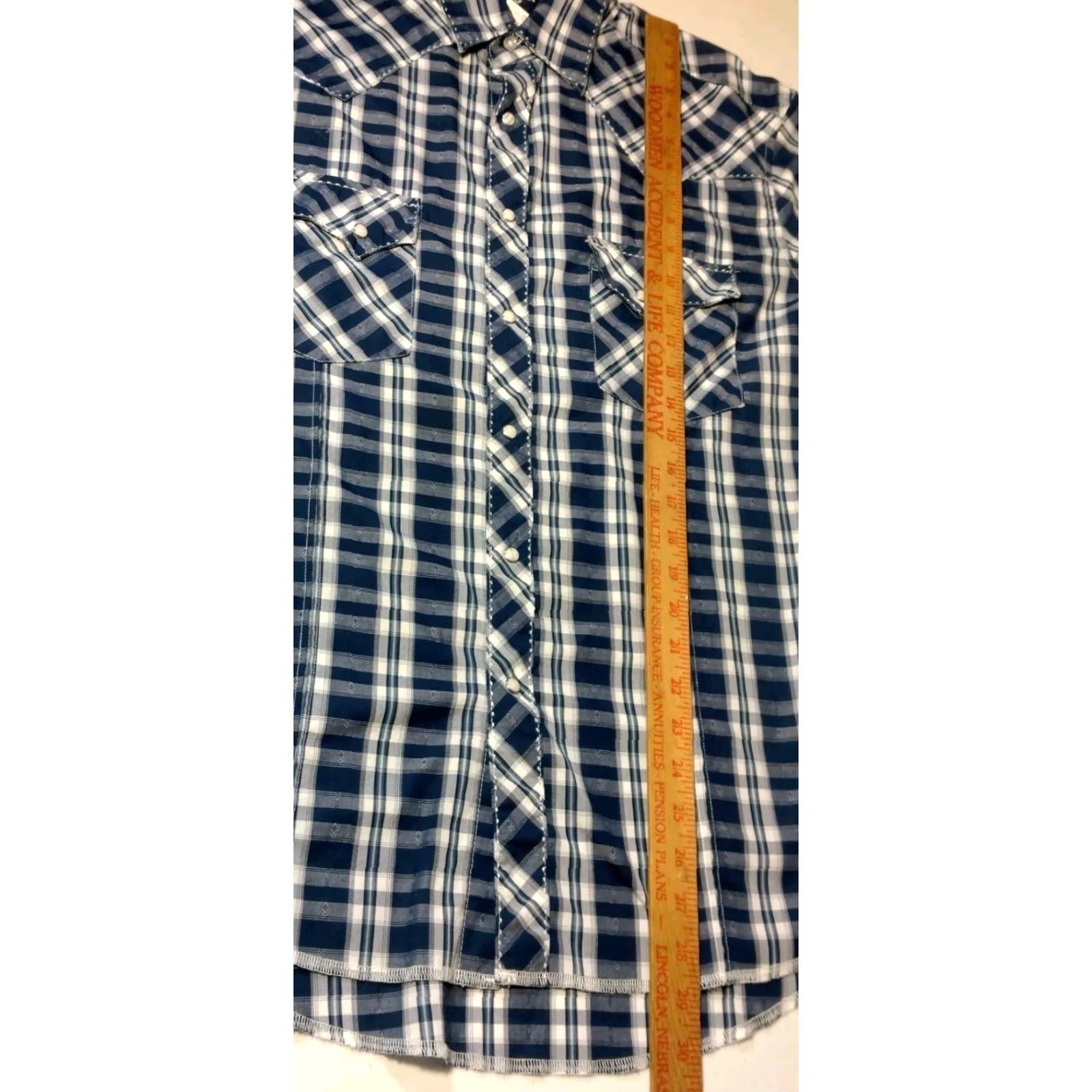 Wrangler WRANGLER Western Plaid Pearl Snap Shirt Men Large Blue Cowboy Rodeo Workwear Size US L / EU 52-54 / 3 - 5 Thumbnail