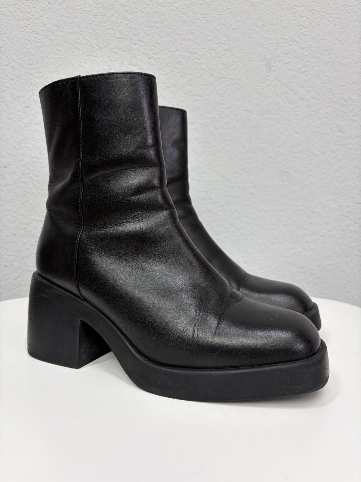 Hedi Slimane Vintage Italian AS 98 Rick Owens Style Leather Biker Boots Size US 8.5 / EU 41-42 - 2 Thumbnail