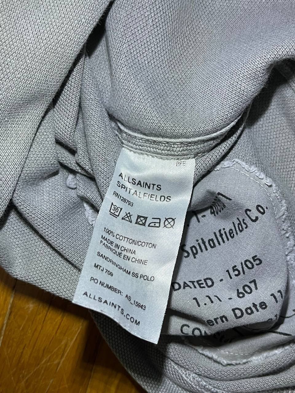 Designer Allsaints grey basic logo polo tee Size US L / EU 52-54 / 3 - 7 Thumbnail