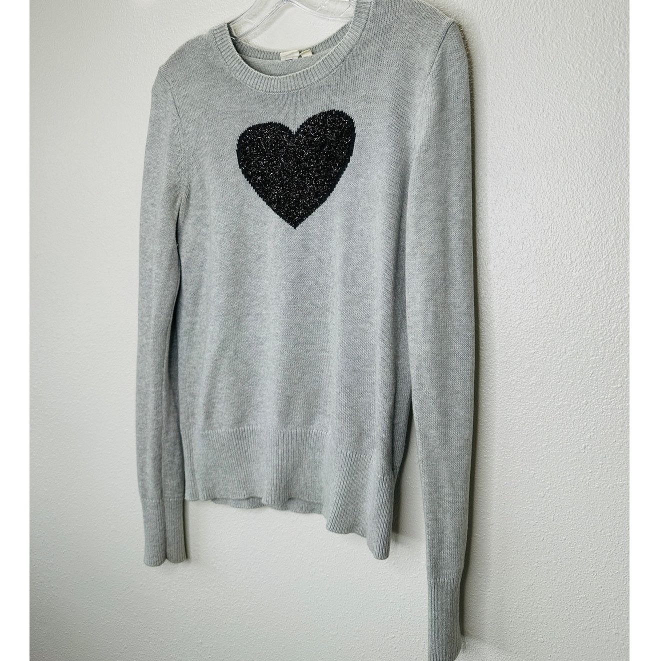 Gap Gap Gray Metallic Heart Crewneck Long Sleeve Sweater S Size S / US 4 / IT 40 - 3 Thumbnail