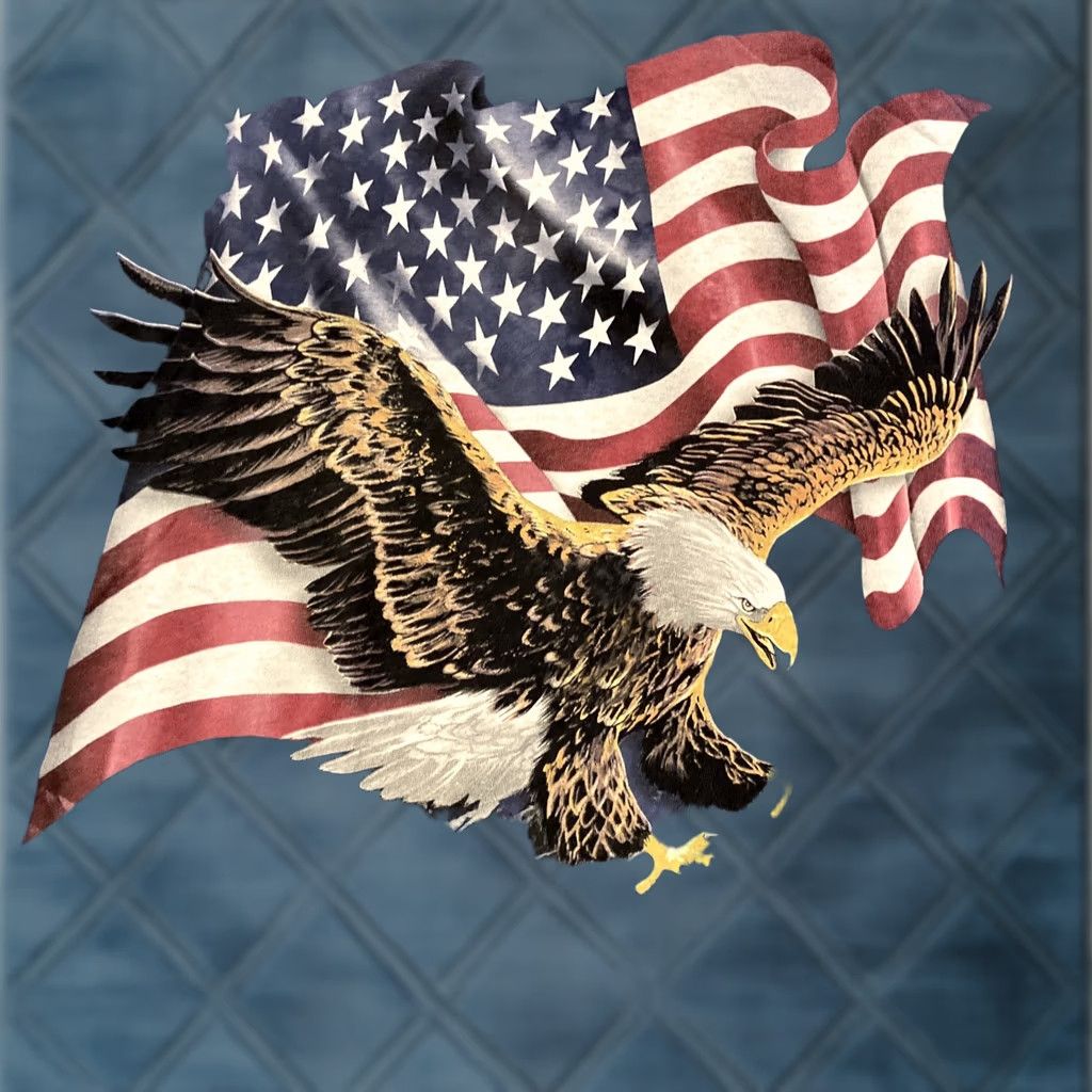 The Mountain The Mountain T-Shirt Mens L Blue Tie Dye US Flag Bald Eagle Graphic Print Crew Neck Short Sleeve Size US L / EU 52-54 / 3 - 1 Thumbnail