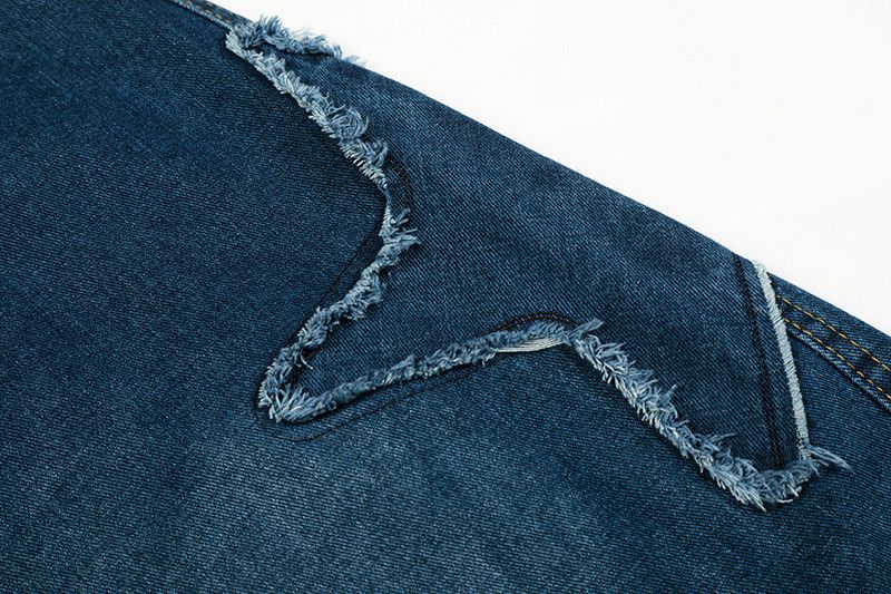 Vintage American Retro Star-Embroidered Curved-Leg Jeans Size US 32 / EU 48 - 4 Thumbnail