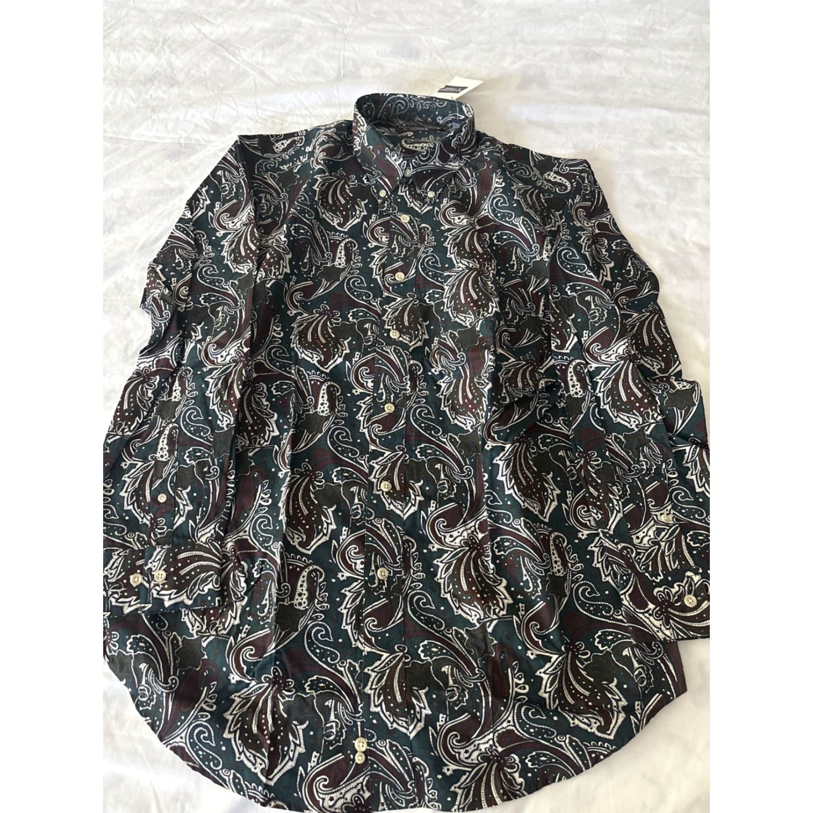 VINTAGE Roundtree & Yorke Men Shirt Casual Long Sleeve Button-Up Cotton Multicolor Paisley M
