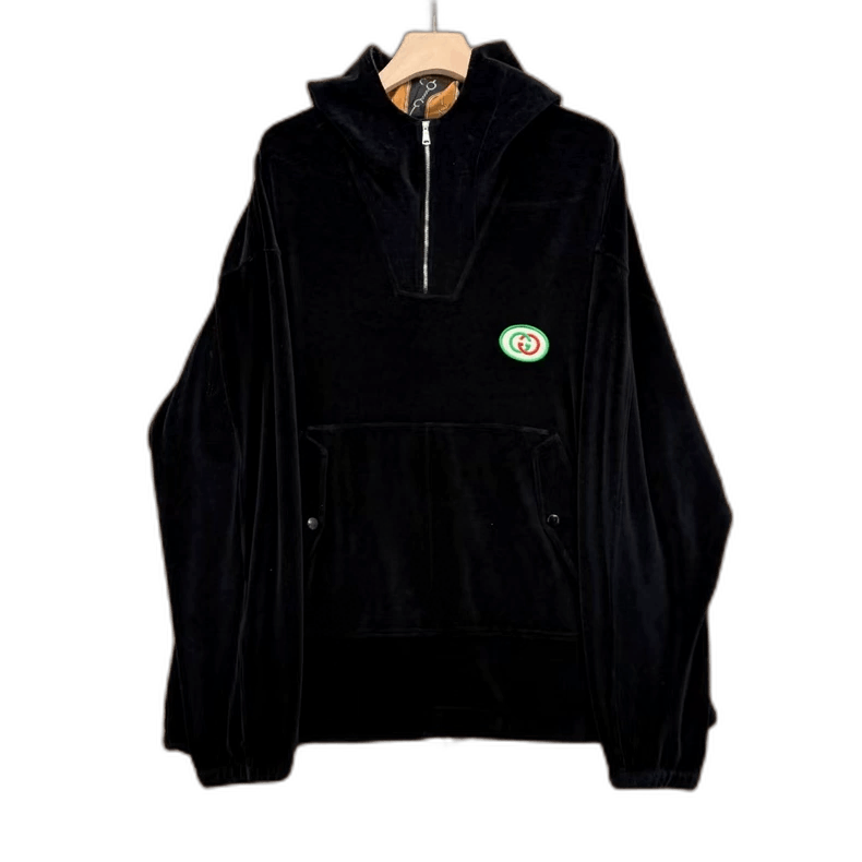 Gucci Velvet Half-Zip Hoodie Size XXL