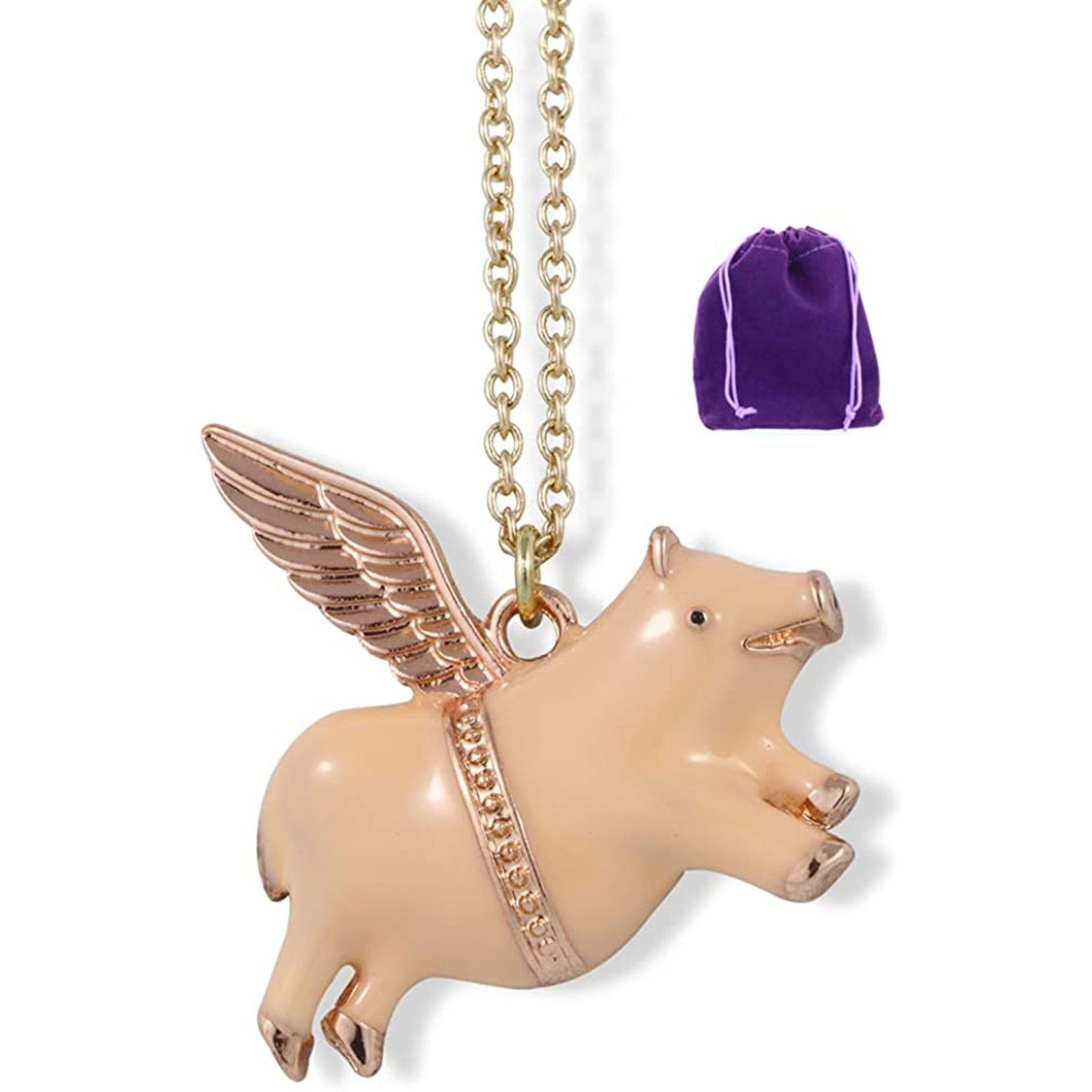 & Other Stories Pig Wings Flying Pig Pigs can Fly Charm Snake Chain Necklace Size ONE SIZE - 1 Thumbnail