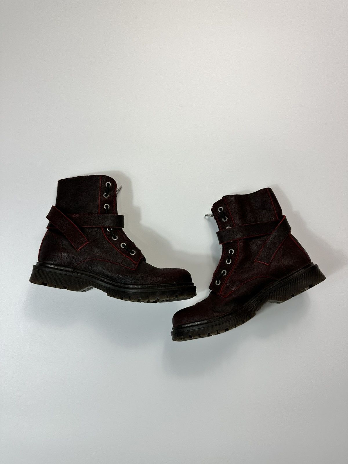 Diesel Diesel Leather Boots 36 Size Burgundy Y2K Made In Portugal Size US 6 / IT 36 - 1 Thumbnail