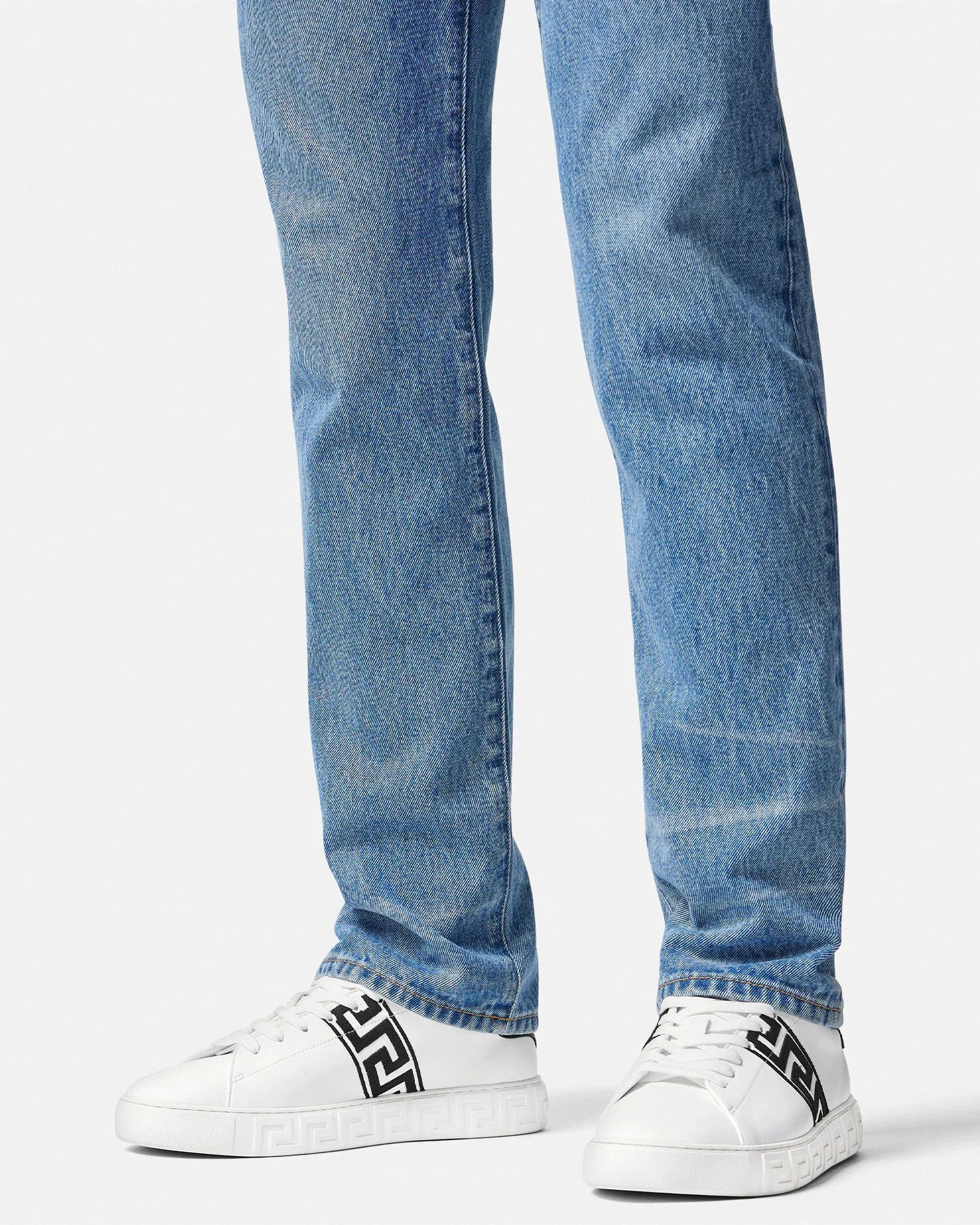 Versace os11x0326 Embroidered Greca Sneakers in White/Black Size US 9 / EU 42 - 3 Thumbnail