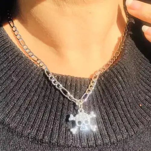 Handmade Rhinestones Crystal cross Skull Figaro Chain Choker Size ONE SIZE - 3 Thumbnail