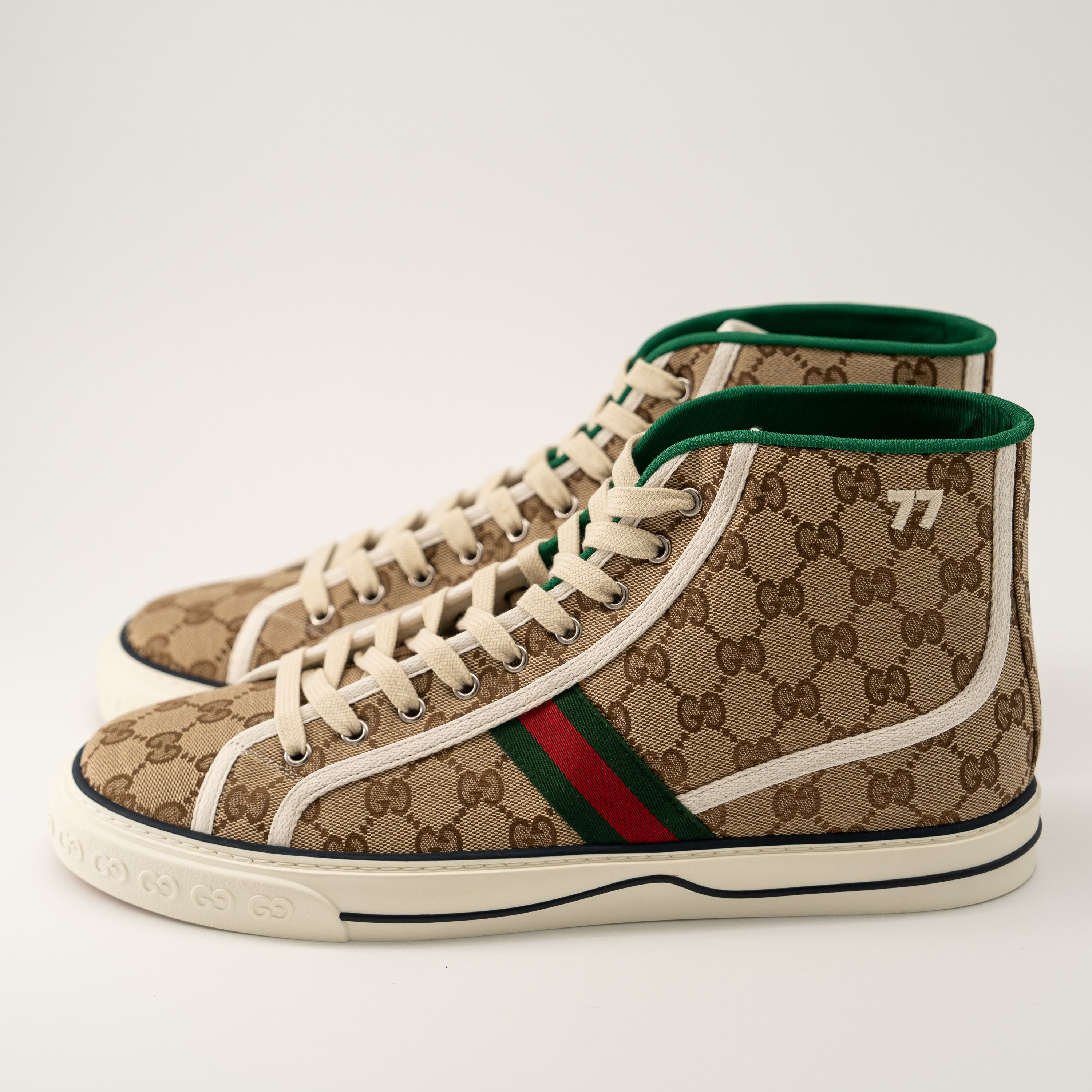 Gucci 13G 13.5 US Gucci GG Canvas Tennis 1977 Beige Hight Top Size US 14 / EU 47 - 4 Thumbnail