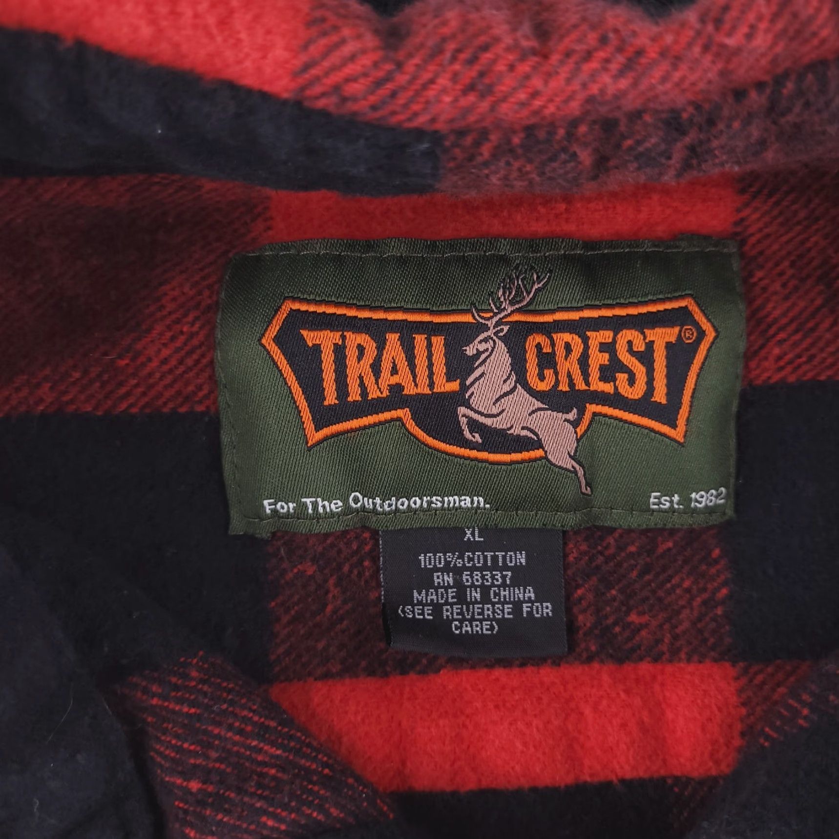 Vintage Trail Crest Shirt Mens XL Red 100% Cotton Long Sleeve Plaid Flannel Button-Up Size US XL / EU 56 / 4 - 2 Thumbnail