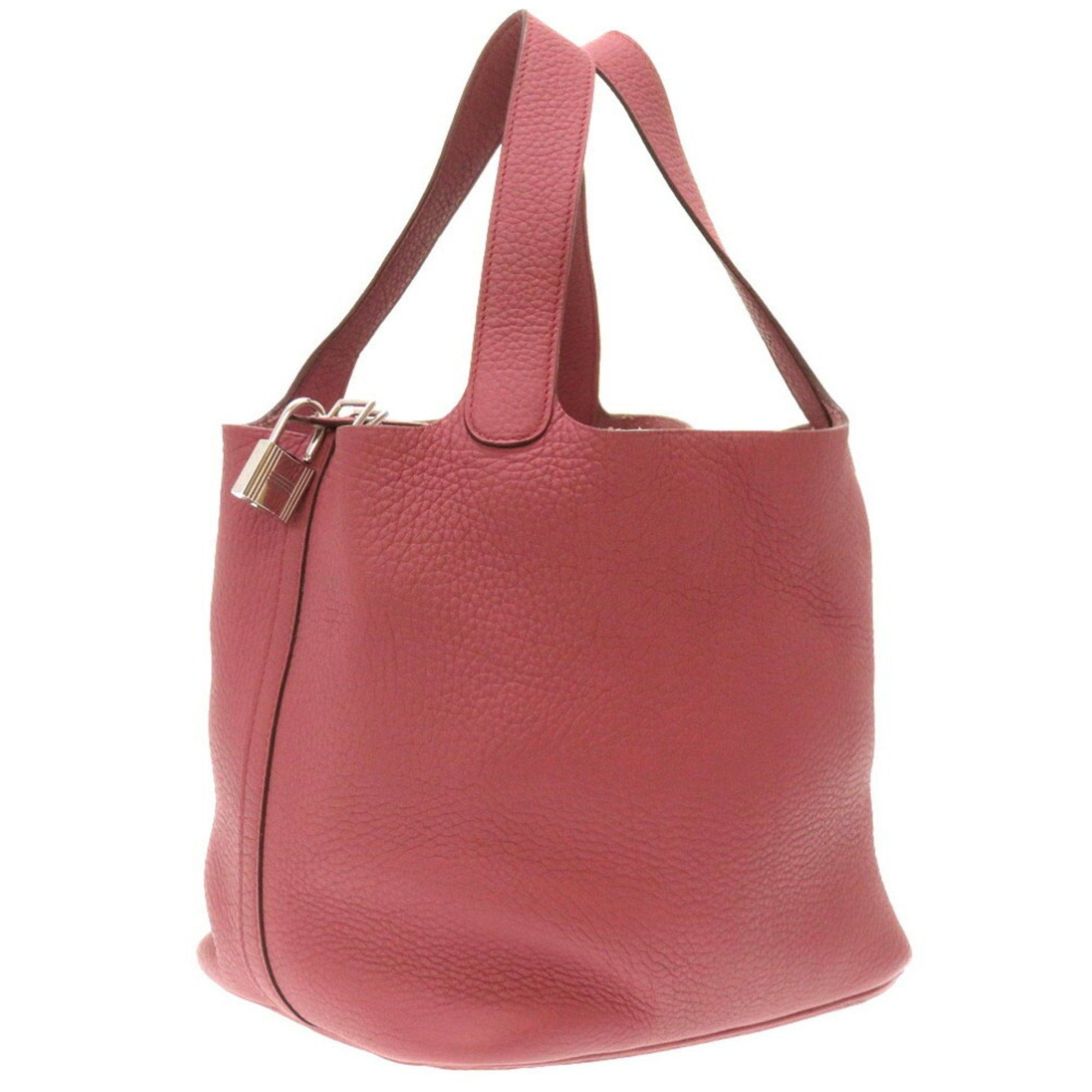 image of Hermes Picotan Lock Mm Taurillon Clemence Rosewood O Stamp Handbag 0065 6B0065Zze6 in Pink, Women's