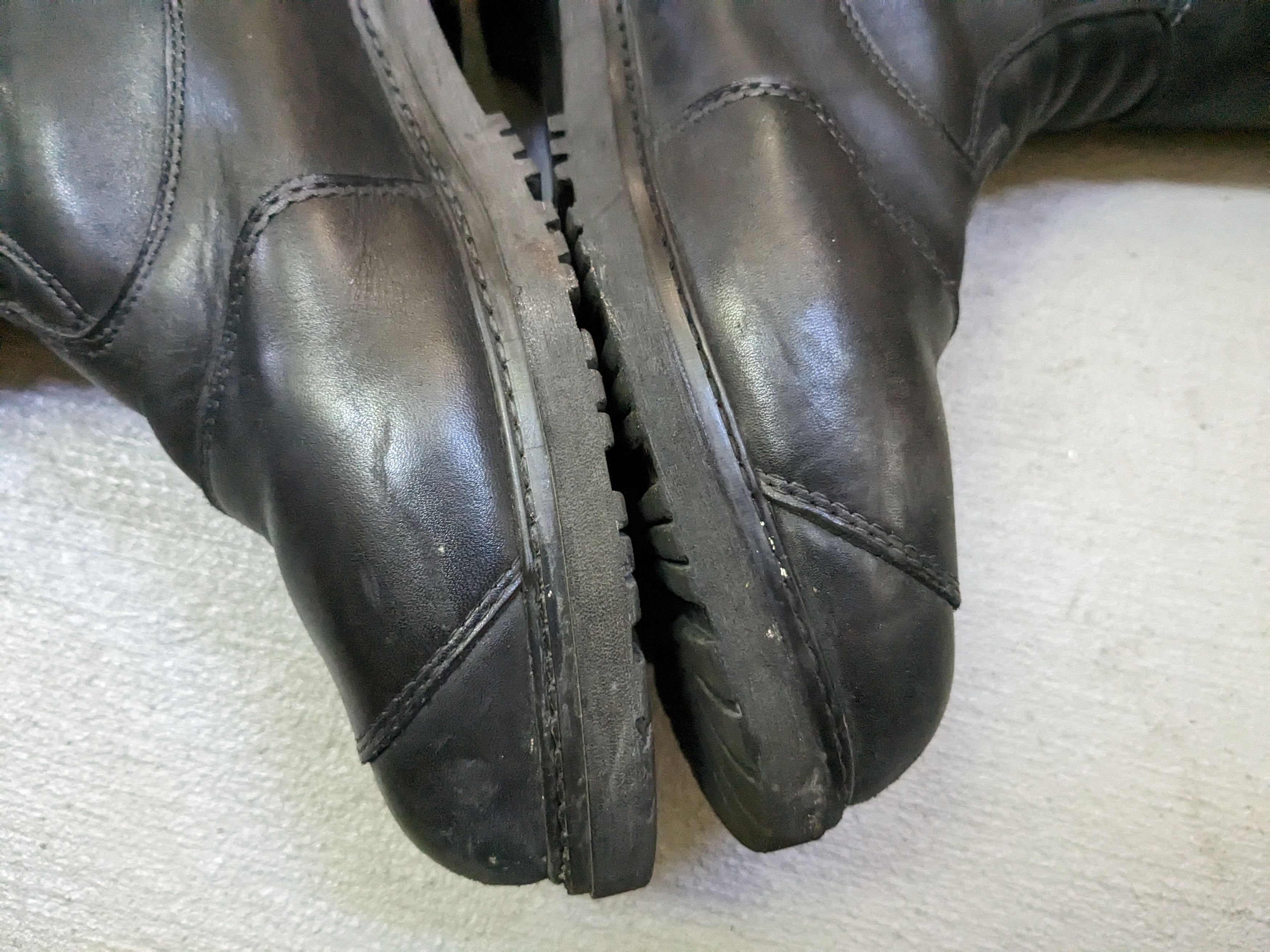 Vintage Moto Boots Black 12.5 Leather Biker Moto Rubber Italy Size US 12.5 / EU 45-46 - 8 Thumbnail