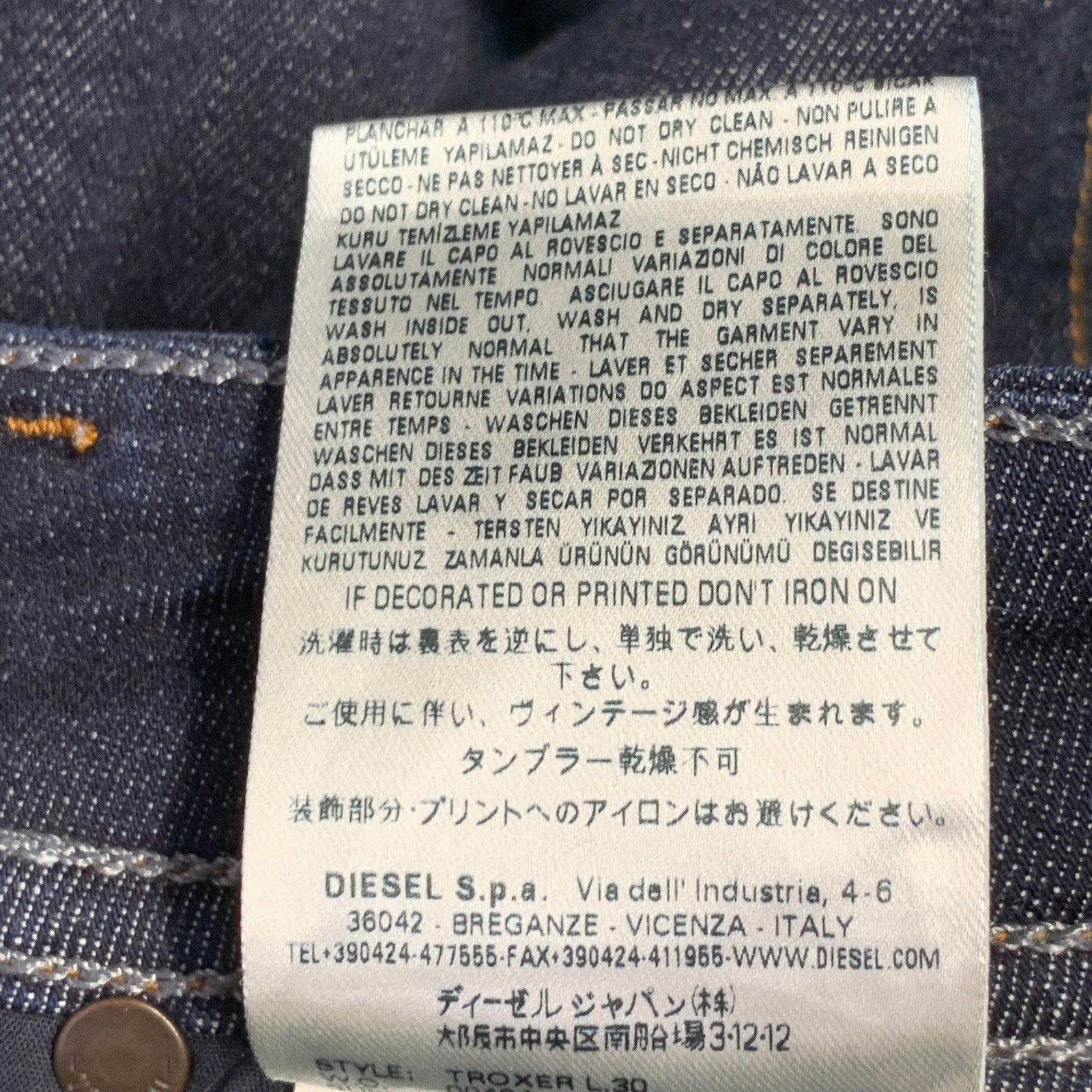 Diesel 30 Troxer Blue Contrast Stitch Cotton Blend Skinny Jeans Size US 30 / EU 46 - 8 Thumbnail