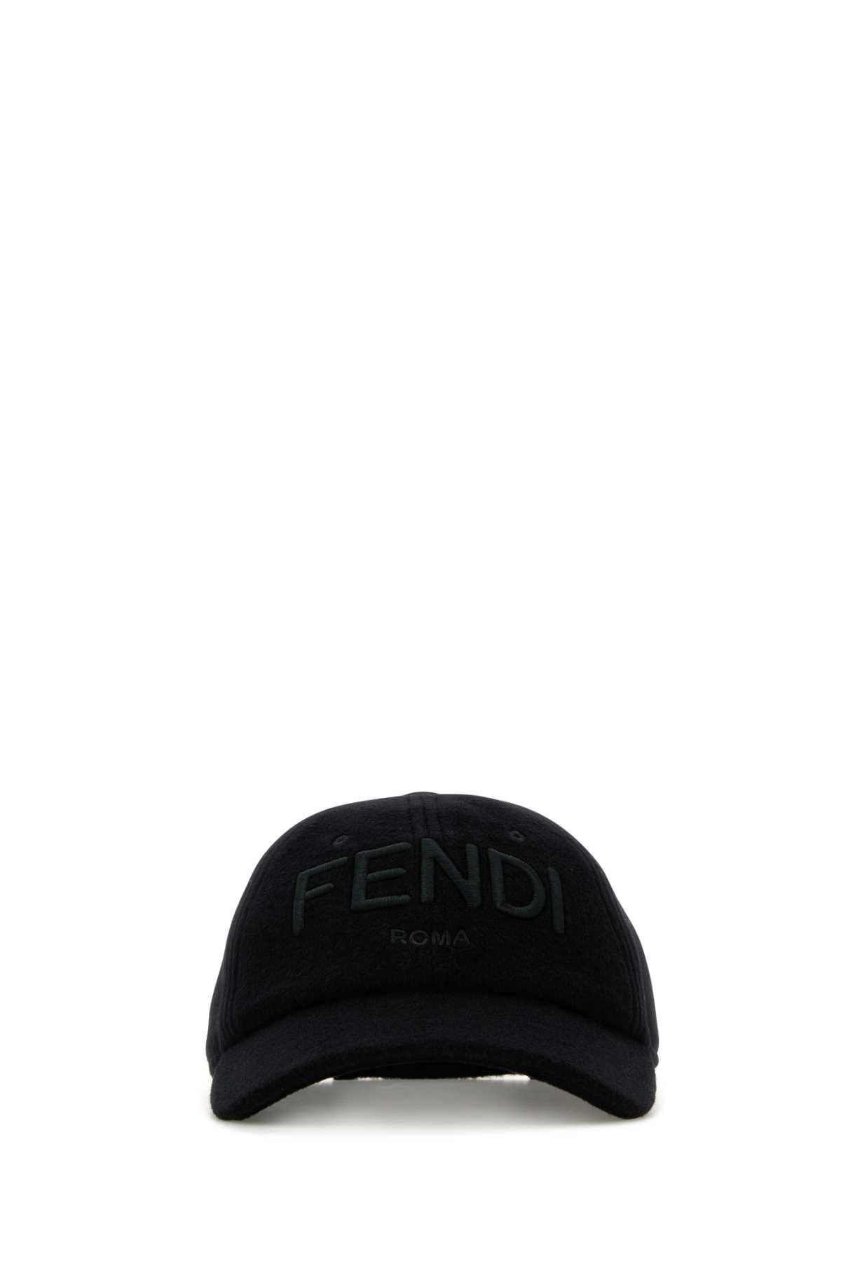 Fendi Black Wool Blend Baseball Cap Size ONE SIZE - 1 Thumbnail