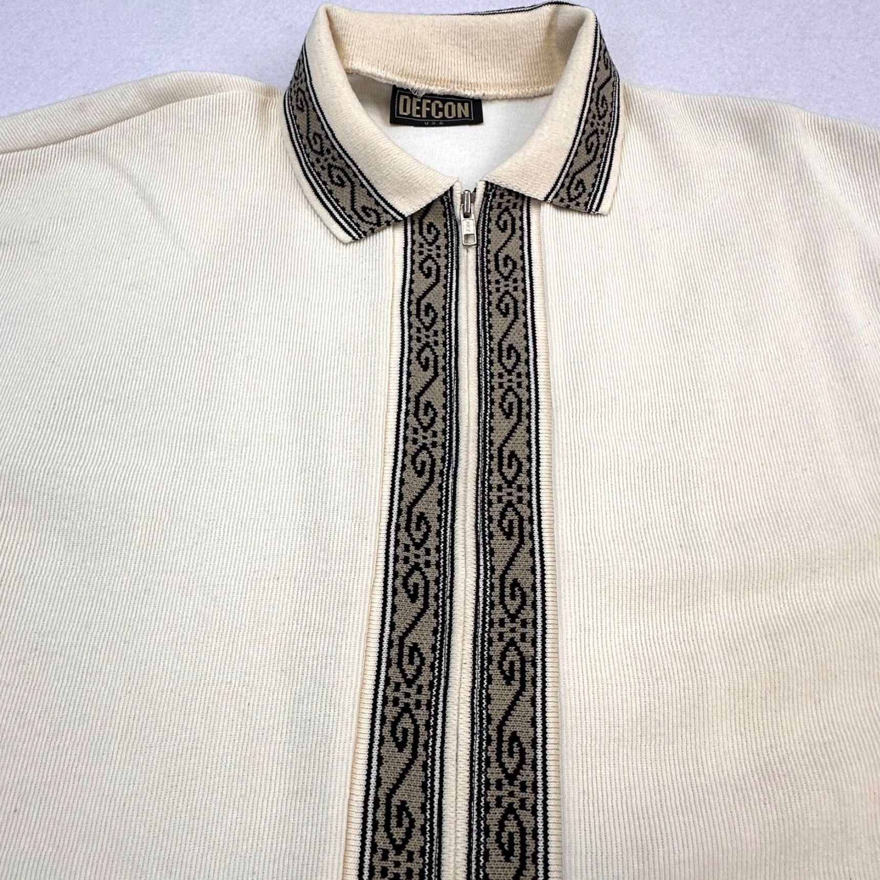 Vintage VINTAGE Defcon Full Zip Tunic Polo Shirt Mens XL Cotton Cream USA Made Size US XL / EU 56 / 4 - 3 Thumbnail