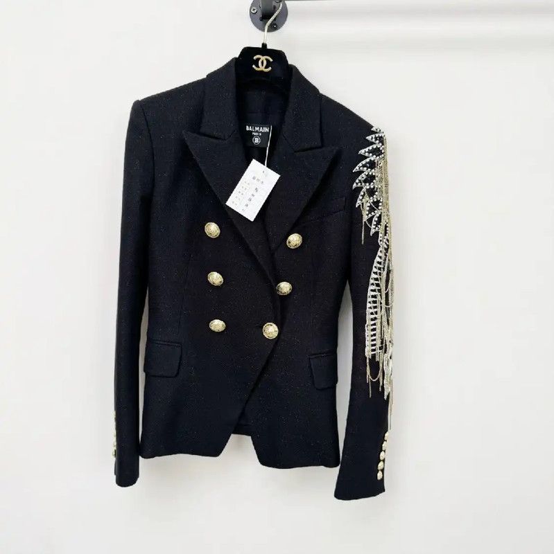 Balmain Balmain Spring Autumn Black Women's Trench Coat 0089 Size S / US 4 / IT 40 - 1 Thumbnail