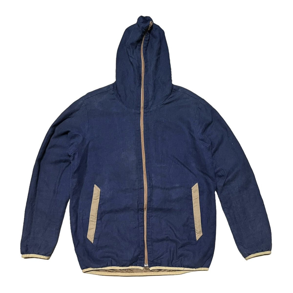 image of Go Slow Caravan Outdoor Brand Full Zipper Hoodie in Blue, Men's (Size Large)