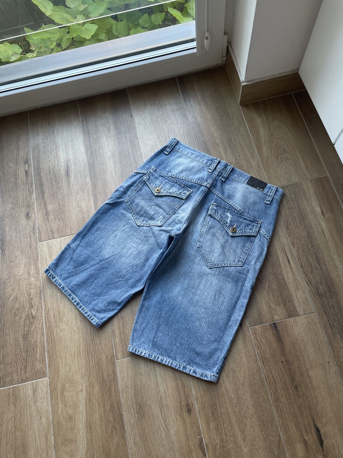 Vintage Vintage Double Knee Shorts Jeans Jorts Japanese Avant Garde Size US 32 / EU 48 - 2 Thumbnail