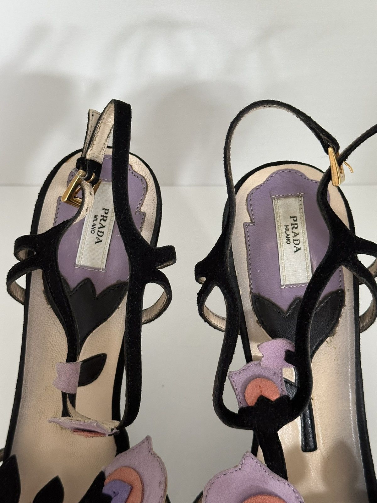 Designer × Prada Prada floral suede heels Size US 7.5 / IT 37.5 - 9 Thumbnail