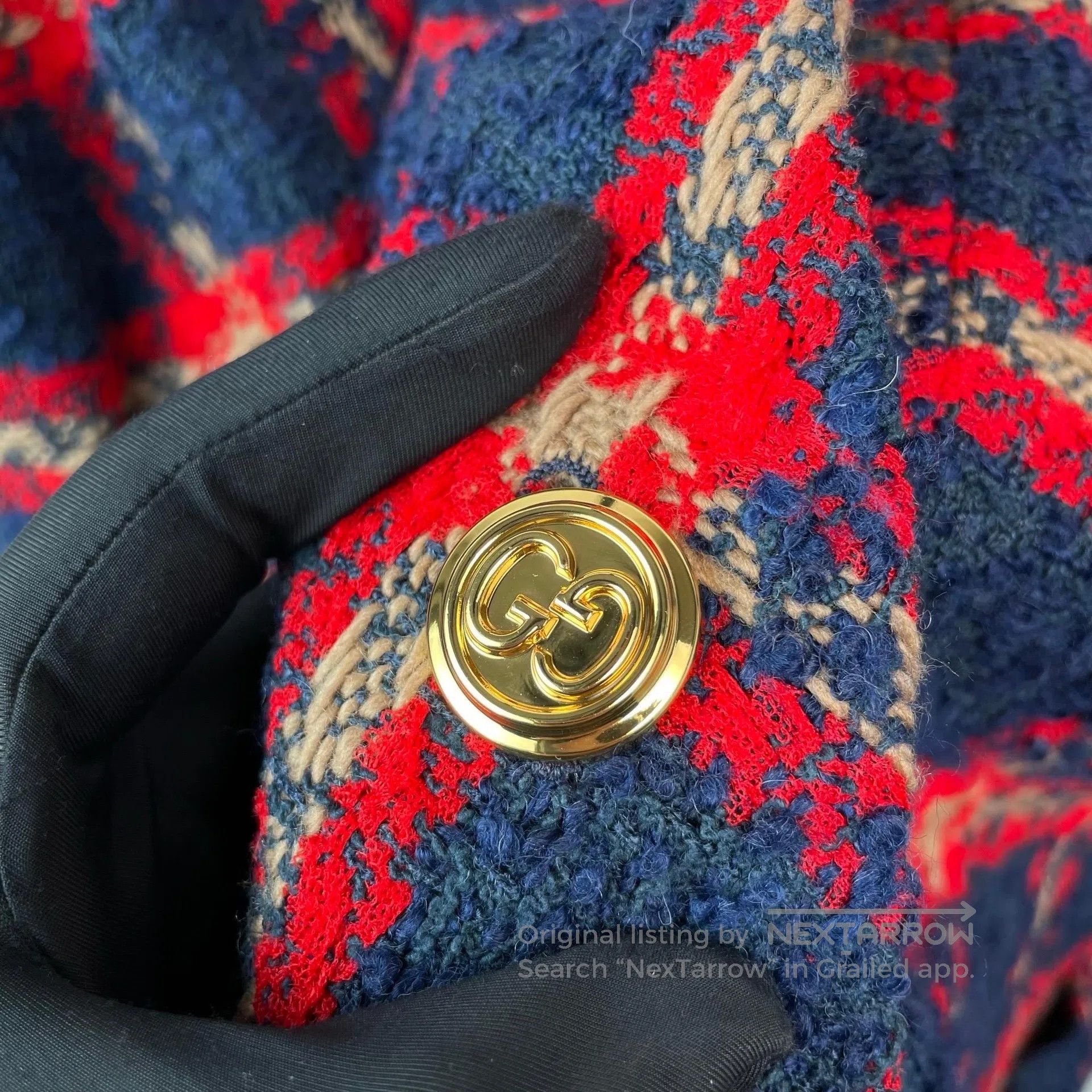 Gucci Guicci Red Double G Gold Buckle Tweed Weave Jacket| Size XS / US 0-2 / IT 36-38 - 5 Thumbnail