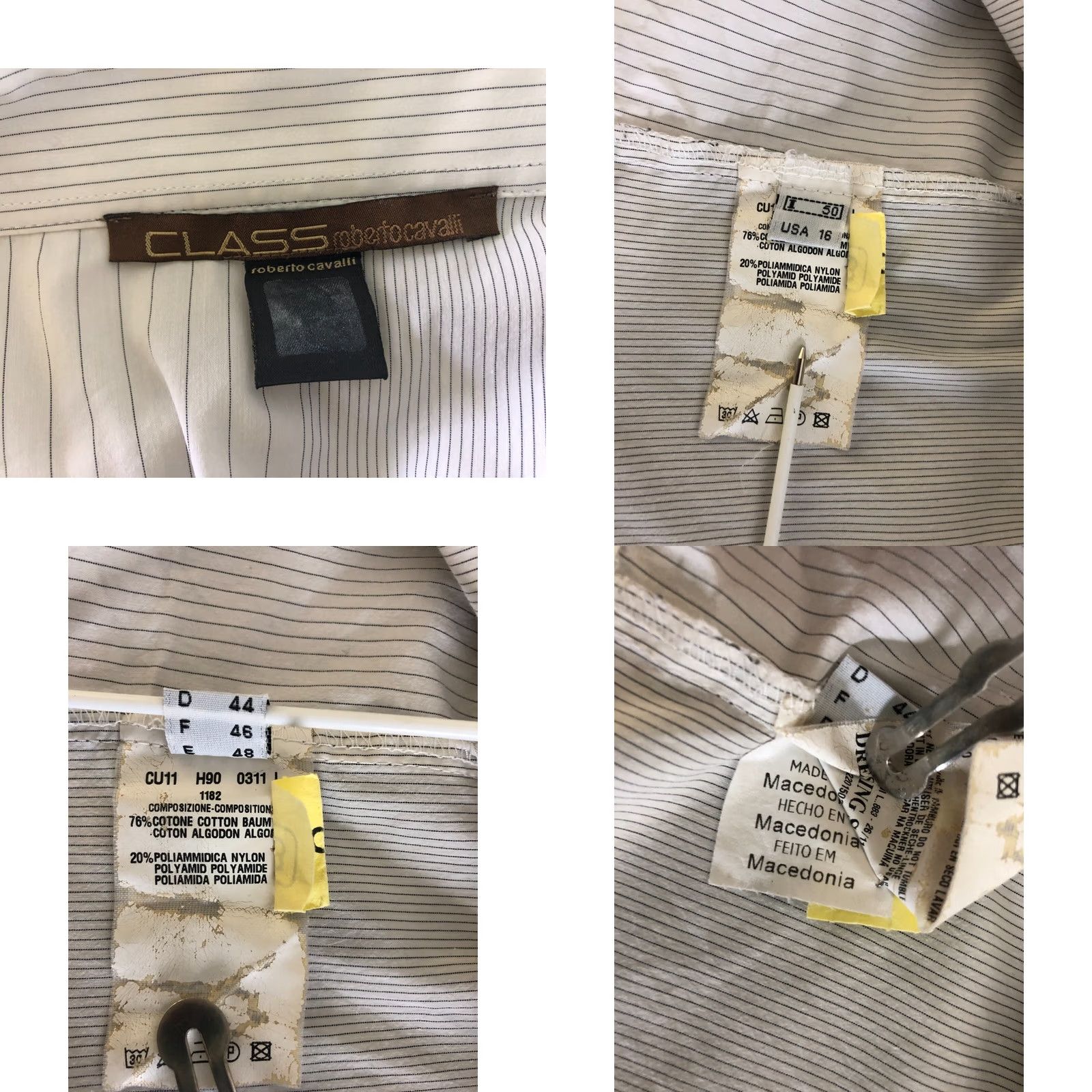 Roberto Cavalli Class Roberto Cavalli Shirt White Striped Cotton Men Size 16 Button-Up Collared Long Sleeve-Brand Shirt Men XS? Size US L / EU 52-54 / 3 - 8 Thumbnail