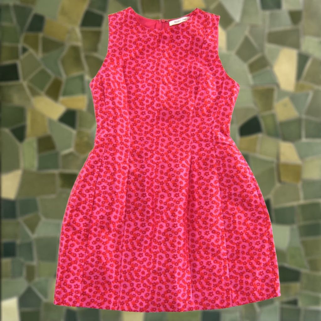 Vintage Mustard Seed Pink Orange Floral Embroidered Sleeveless Shift Tank Dress Small Size S / US 4 / IT 40 - 1 Thumbnail