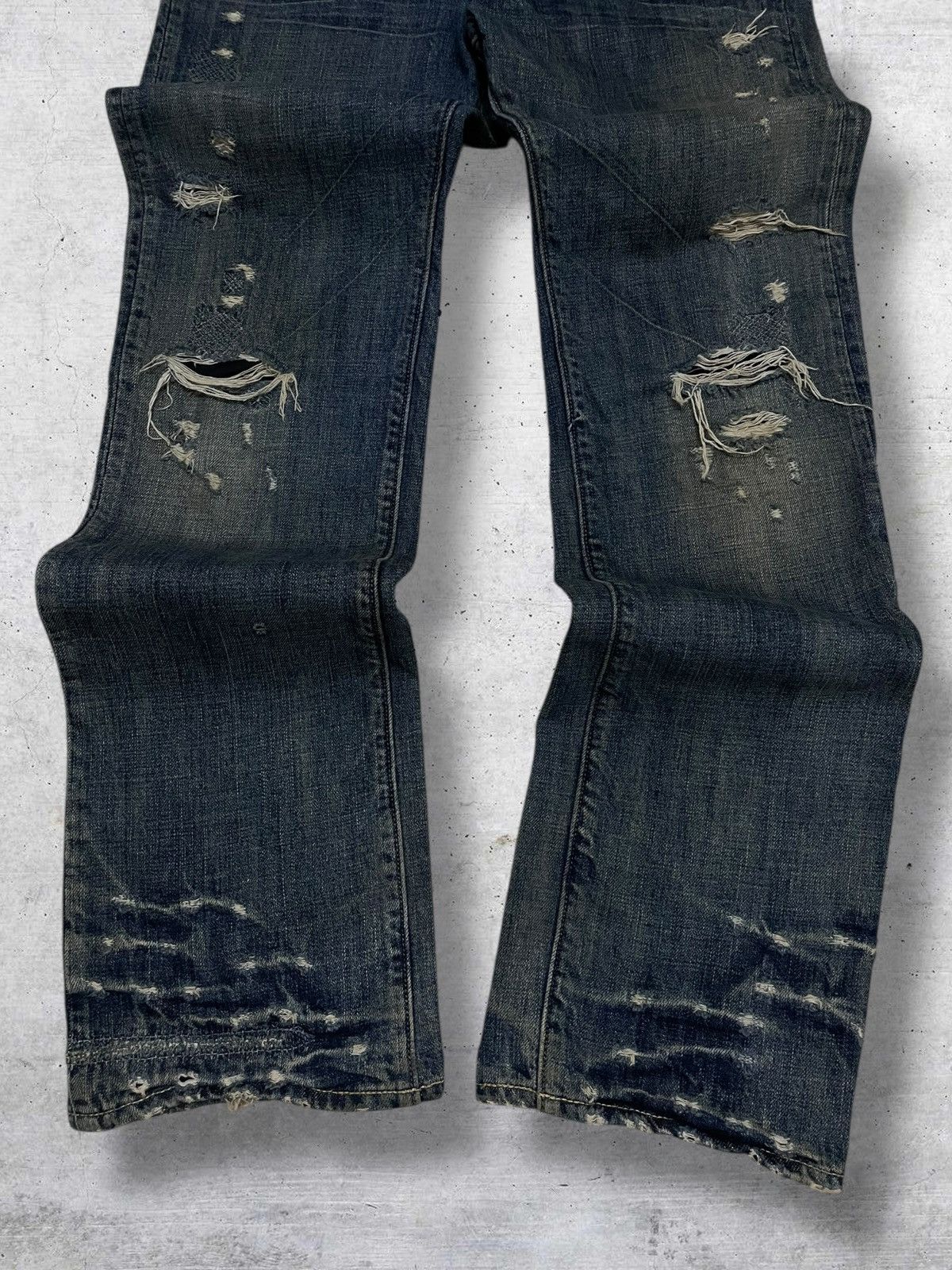 If Six Was Nine VINTAGE BARTACK OG JAPAN DESIGNER 90S RIPPED CHAIN DENIM Size US 31 - 3 Thumbnail