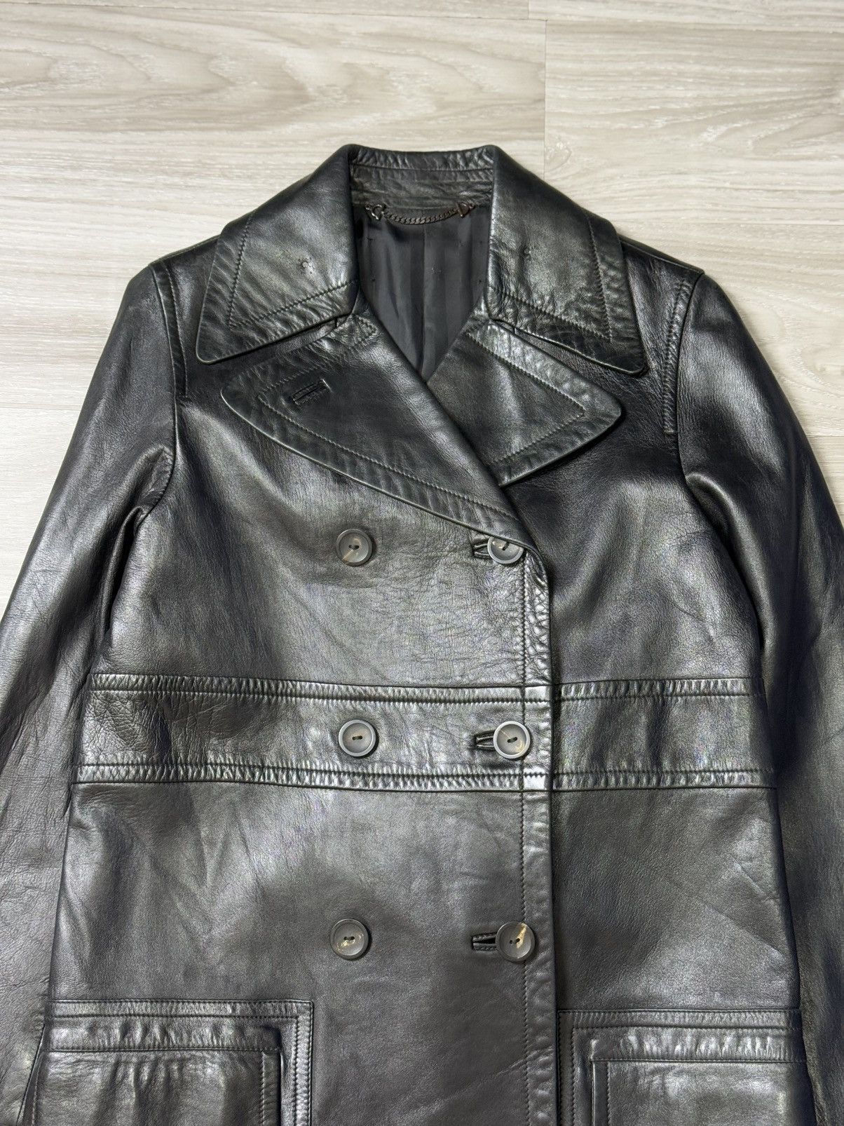Gucci × Tom Ford Gucci - Tom Ford - Double breasted - Leather Jacket Size US S / EU 44-46 / 1 - 4 Thumbnail