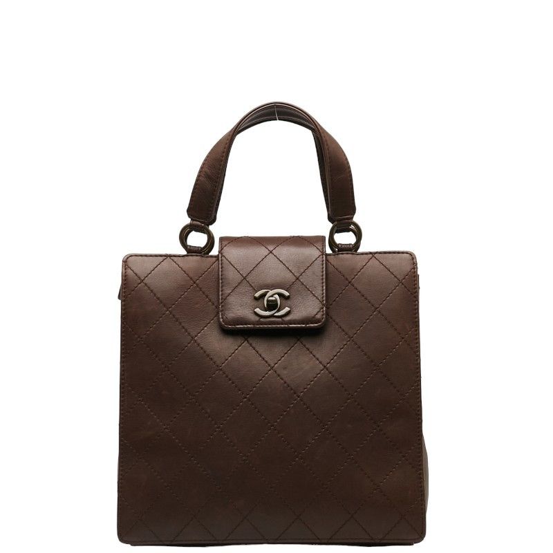 image of Chanel Quilted Leather Handbag in Brown, Women's