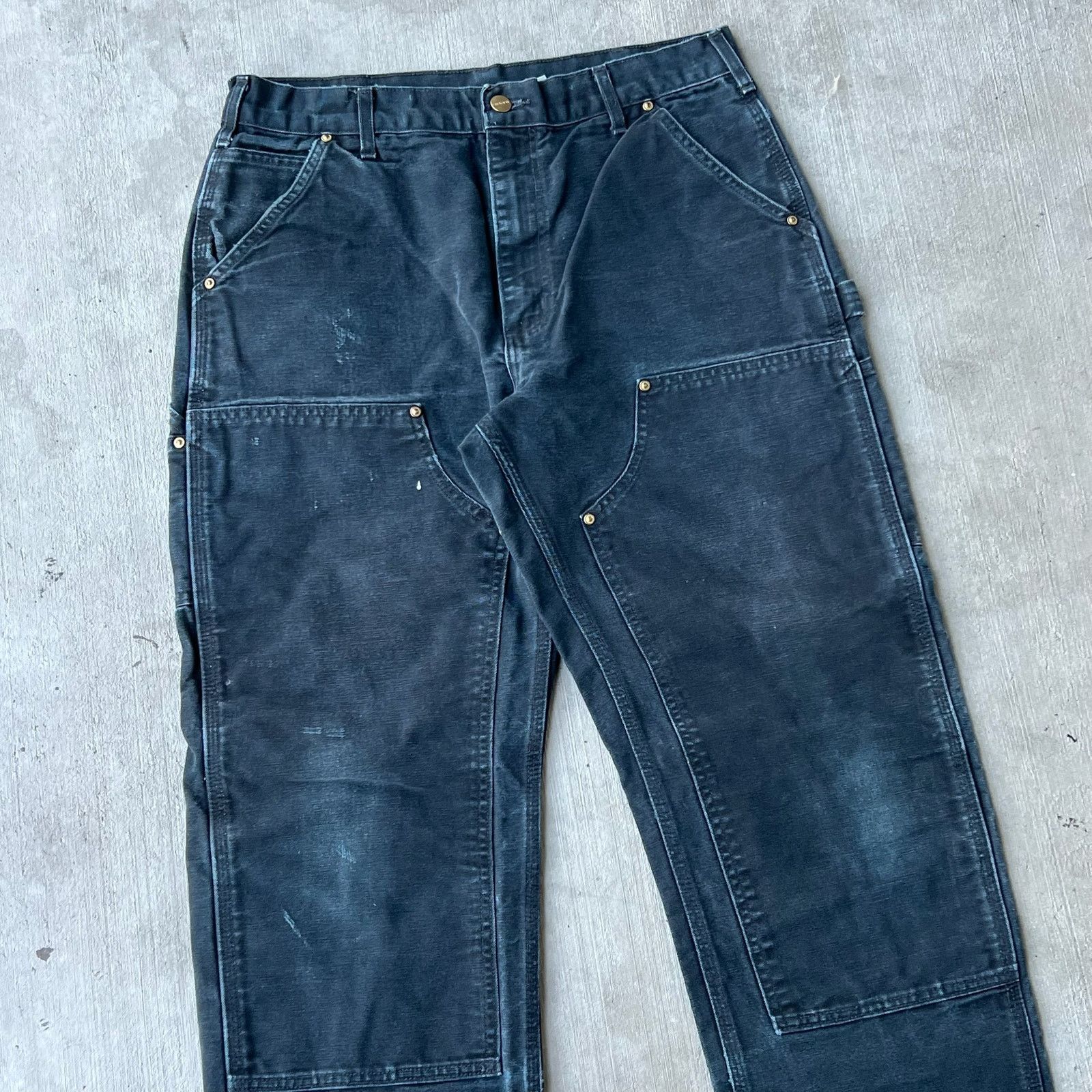 Carhartt × Vintage Carhartt faded black double knee work wear carpenter pants Size US 32 / EU 48 - 2 Thumbnail