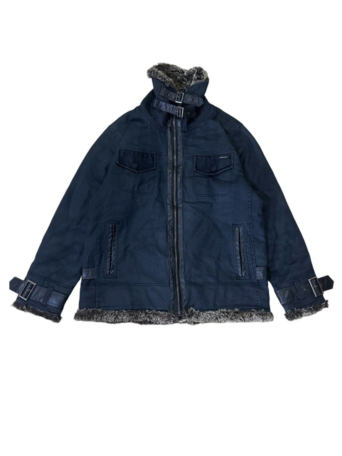 Le Grande Bleu (L.G.B.) IMPALA BLACK WASH FAUX FUR STUDDED JACKET Size US L / EU 52-54 / 3 - 4 Thumbnail