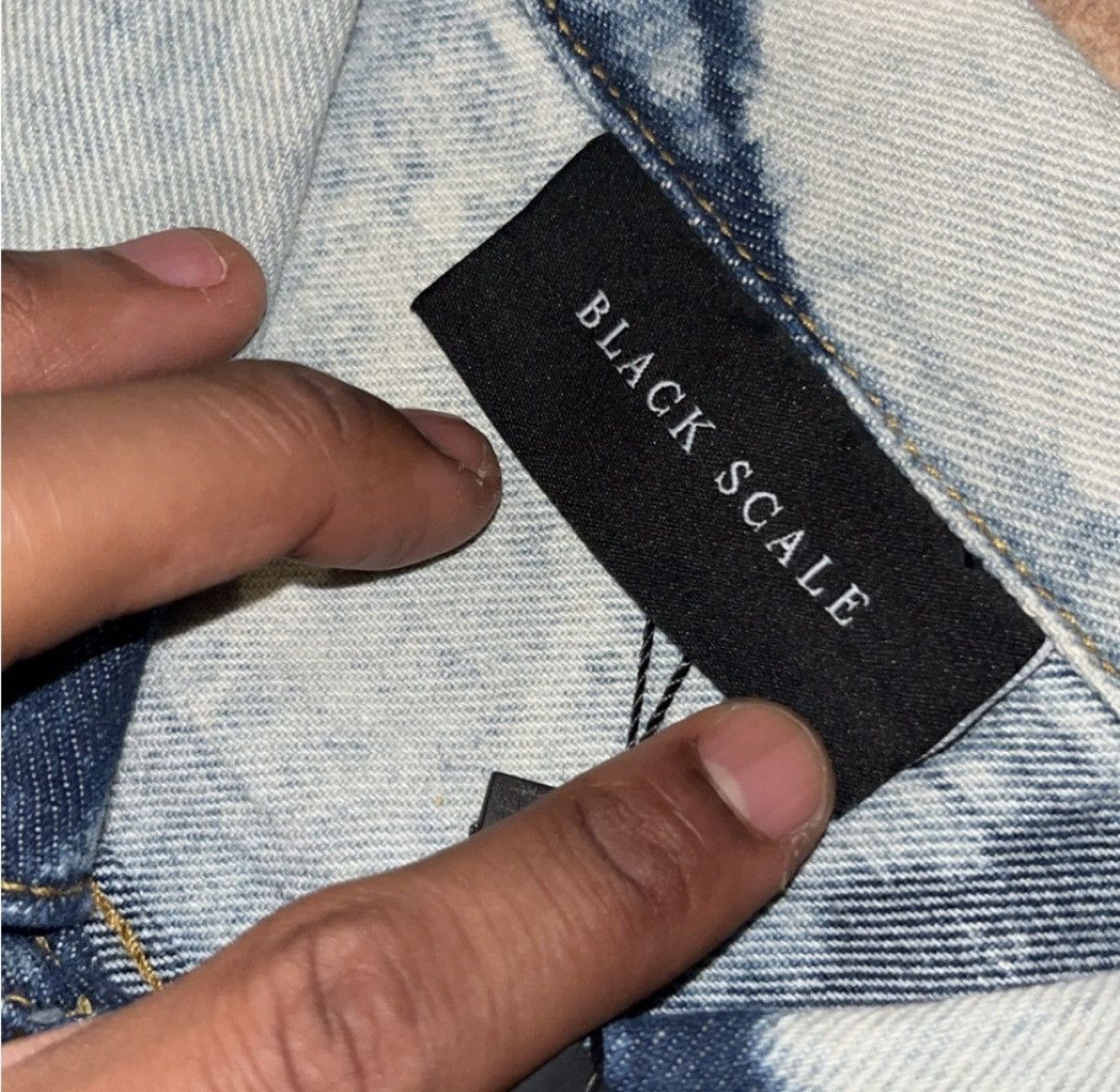 Black Scale Black Scale Blue and White Tie-Dye Denim Jacket $125 Retail Size US L / EU 52-54 / 3 - 4 Thumbnail