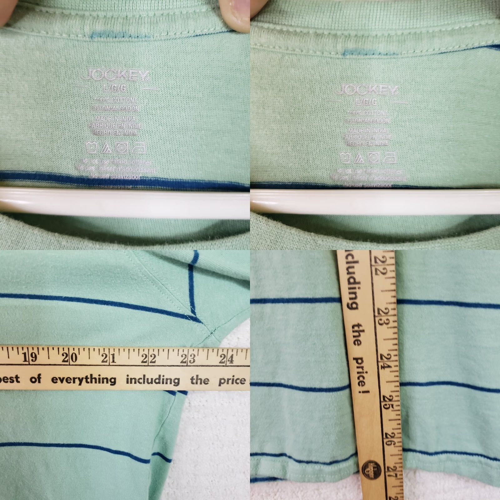Jockey Jockey Men's L Green Navy Striped Tee Short Sleeve T-shirt Size US L / EU 52-54 / 3 - 8 Thumbnail